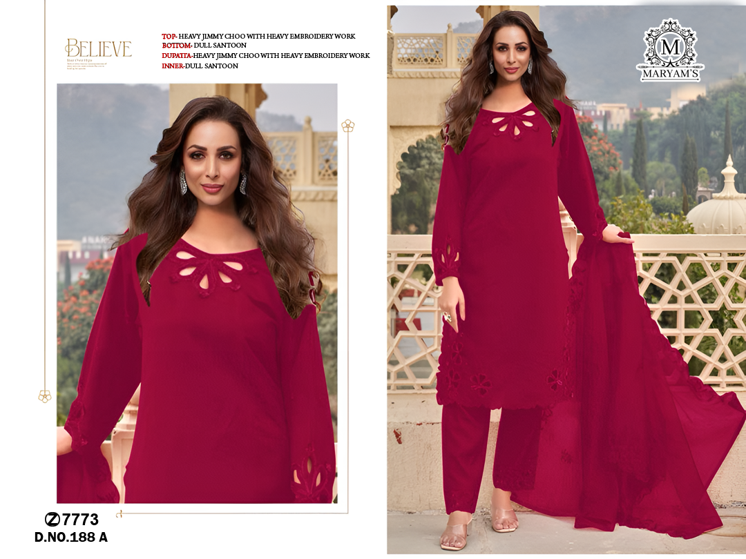  MARYAM’S 188 PAKISTANI EMBROIDERY WORK SALWAR SUIT