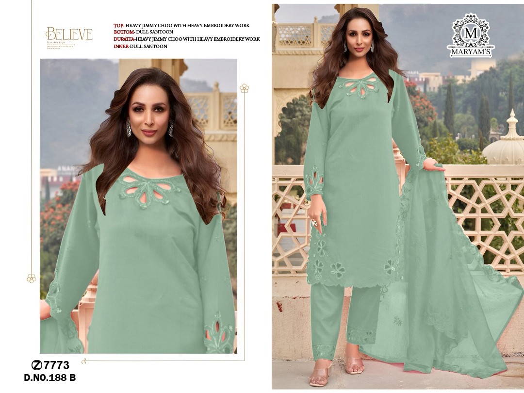  MARYAM’S 188 PAKISTANI EMBROIDERY WORK SALWAR SUIT
