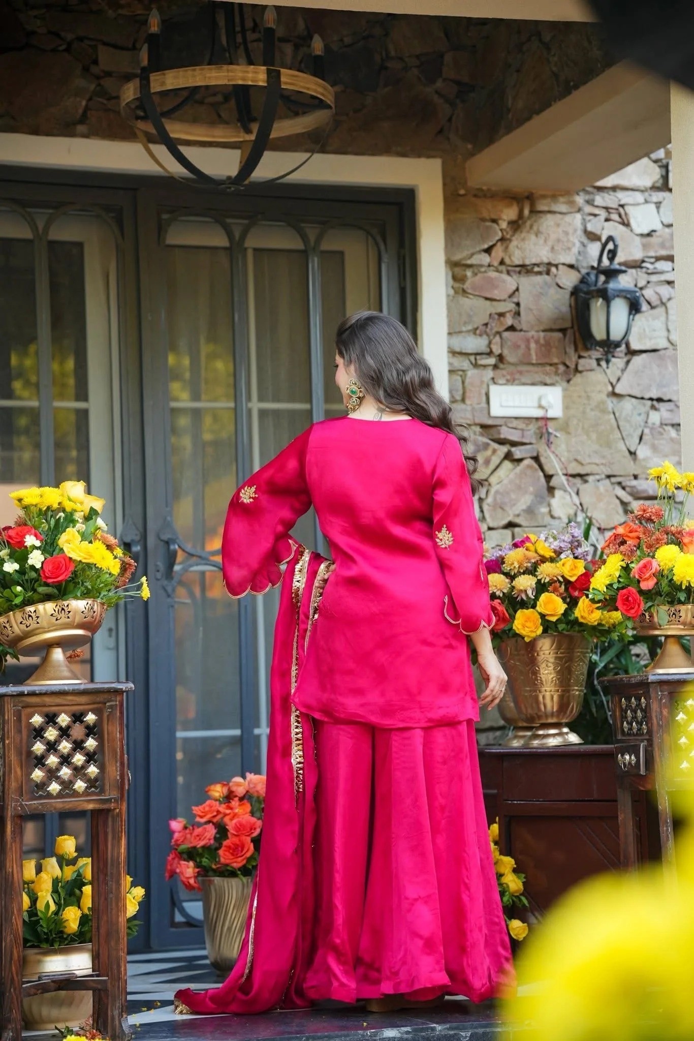 Stylish Pink Frendy Silk Kurta Palazzo Set with Embroidery Sequence Work Festive Wear Outfit
