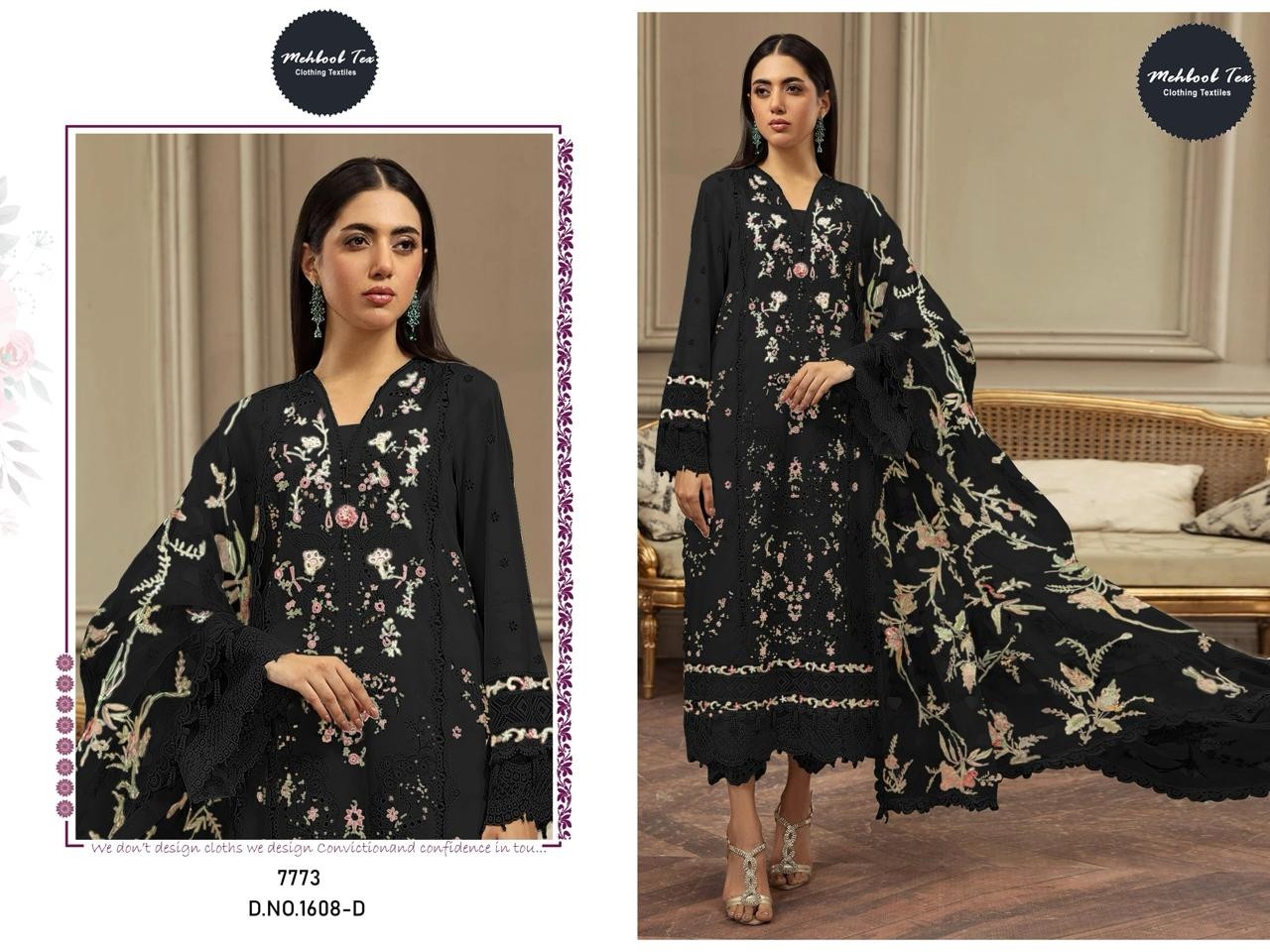 MEHBBOB TEX MARIA B 1608 PAKISTANI FESTIVAL LAWN COTTON SALWAR SUIT