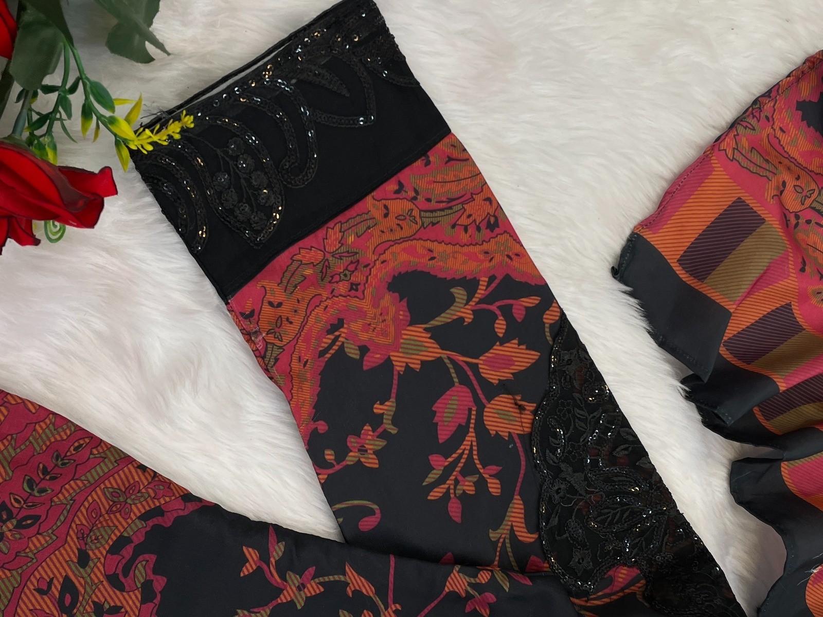 YD 029 PAKISTANI TREDING PACH WORK WITH PRINT KURATI PENT WITH DUPATTA SET 