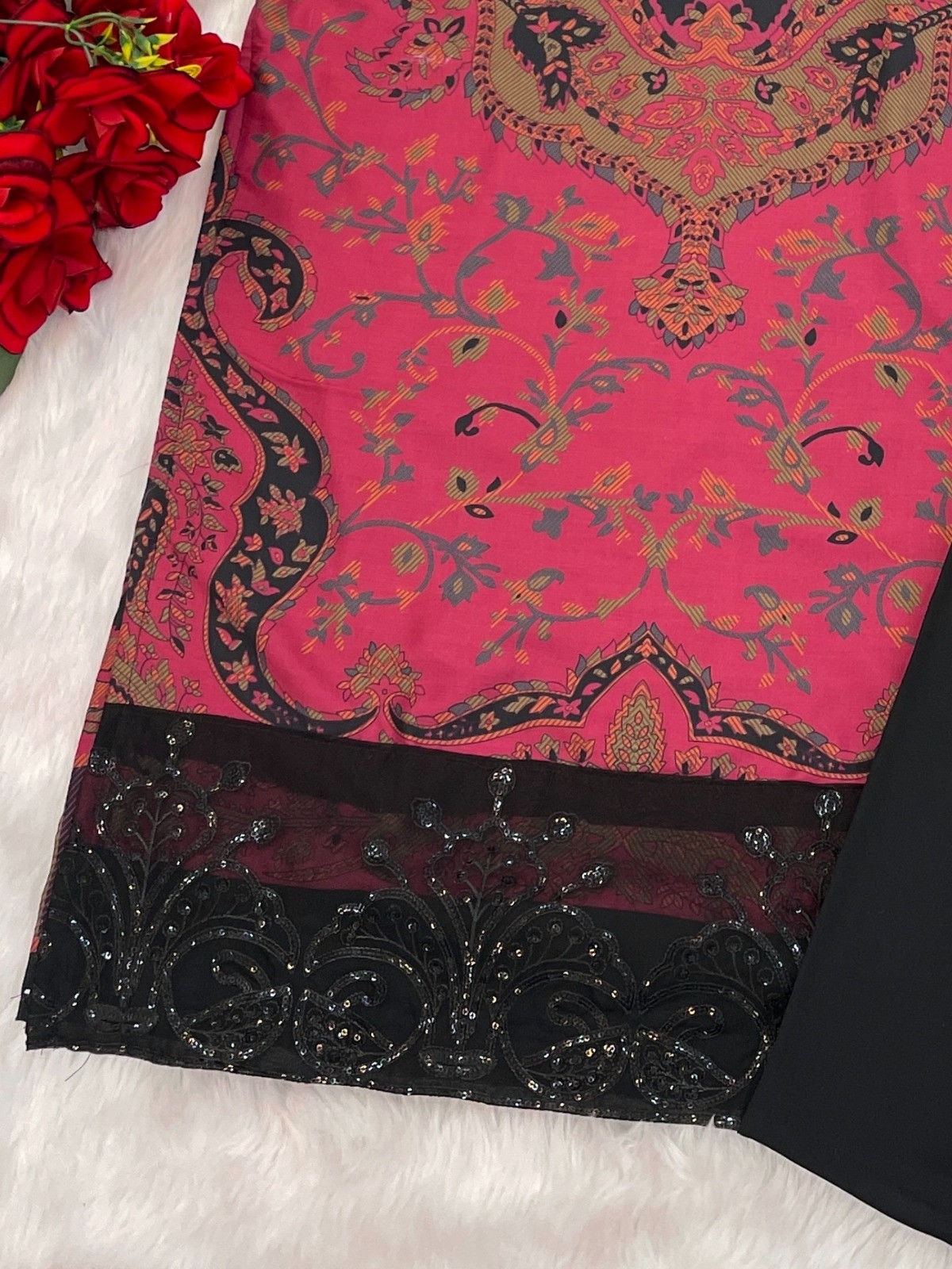 YD 029 PAKISTANI TREDING PACH WORK WITH PRINT KURATI PENT WITH DUPATTA SET 