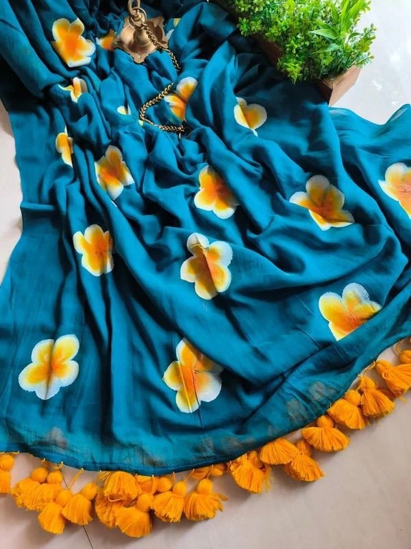 VF 101 PARTY WEAR  SOFT MUL MUL SLAB COTTON SAREE SAREES WITH  FLOWRS PRINT SAREES 