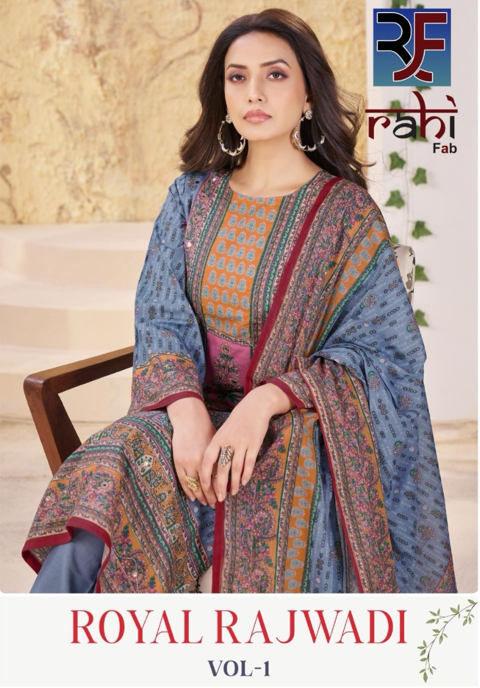 RAHI FAB BY ROYAL RAJWADI PAKISTANI SUIT FULL SET PURE COTTON WITH PRENT WITH HAND WORK