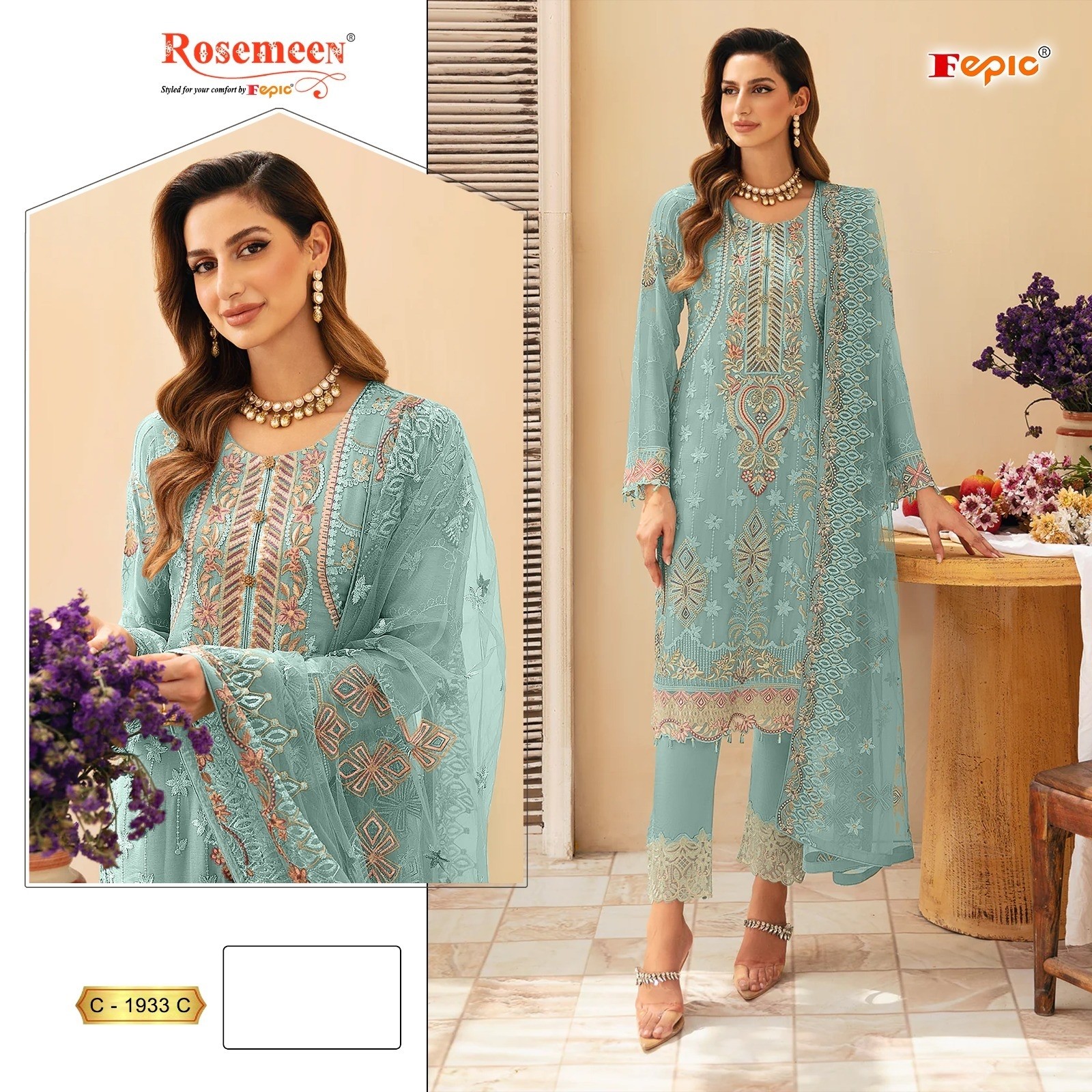 FEPIC ROSEMEEN 1933 PAKISTANI FULL HIT DESIGNER SEMI STICHAD CATLOG SALWAR SUIT