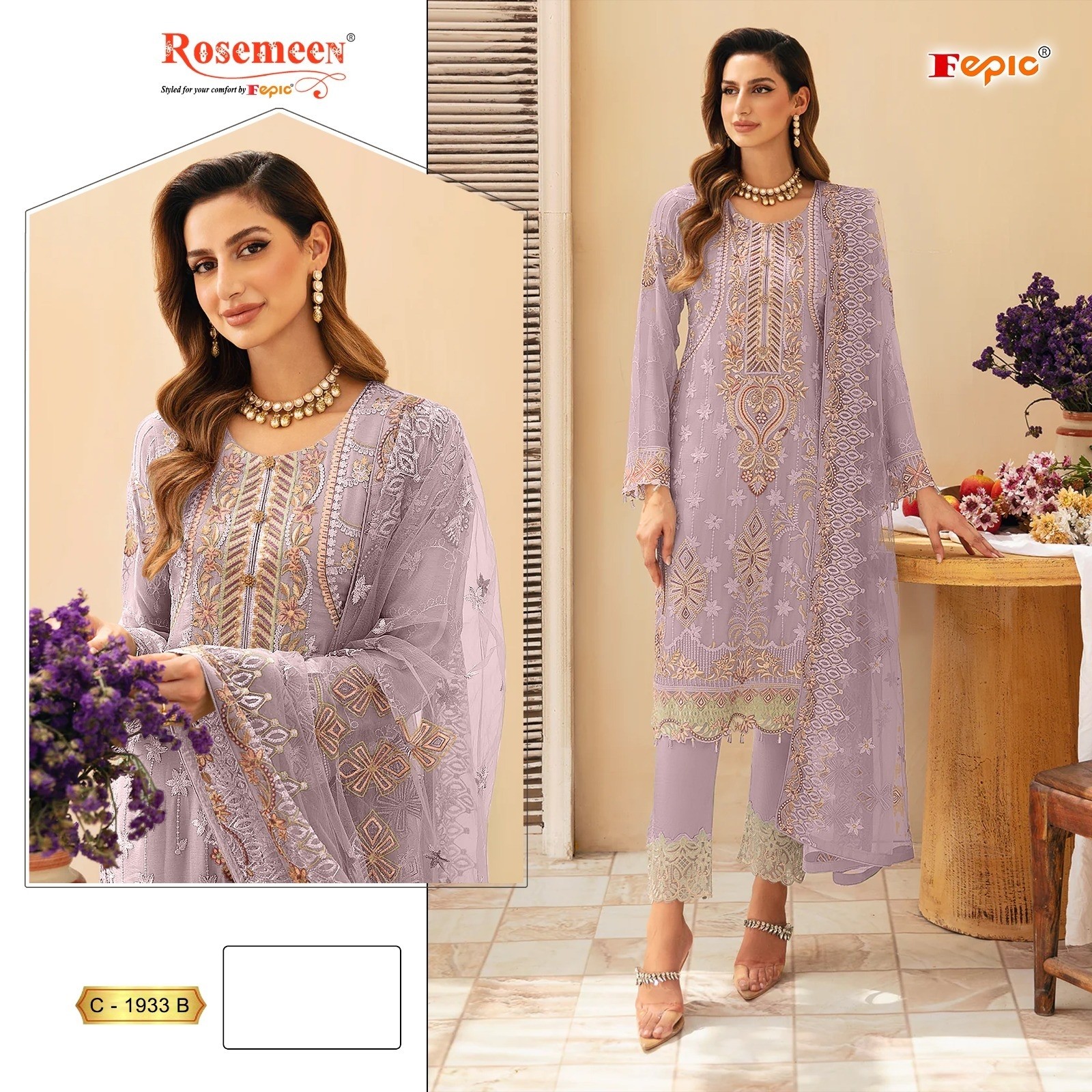 FEPIC ROSEMEEN 1933 PAKISTANI FULL HIT DESIGNER SEMI STICHAD CATLOG SALWAR SUIT
