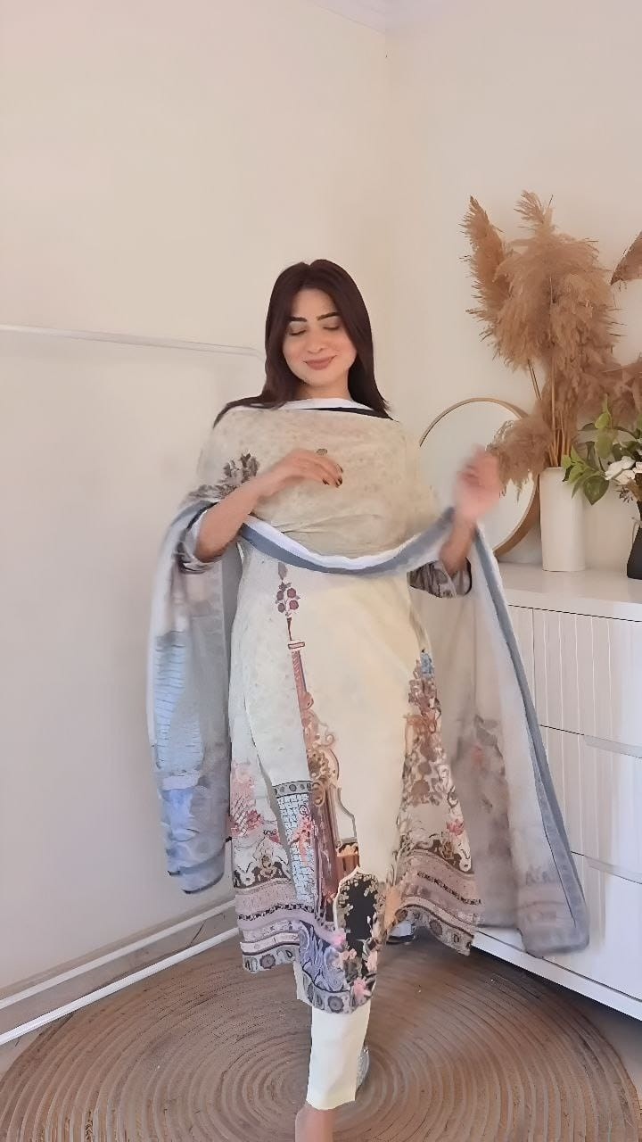 YD 018 MASLIN COTTON KURATI PENT WITH DUPATTA SET FOR WOMEN
