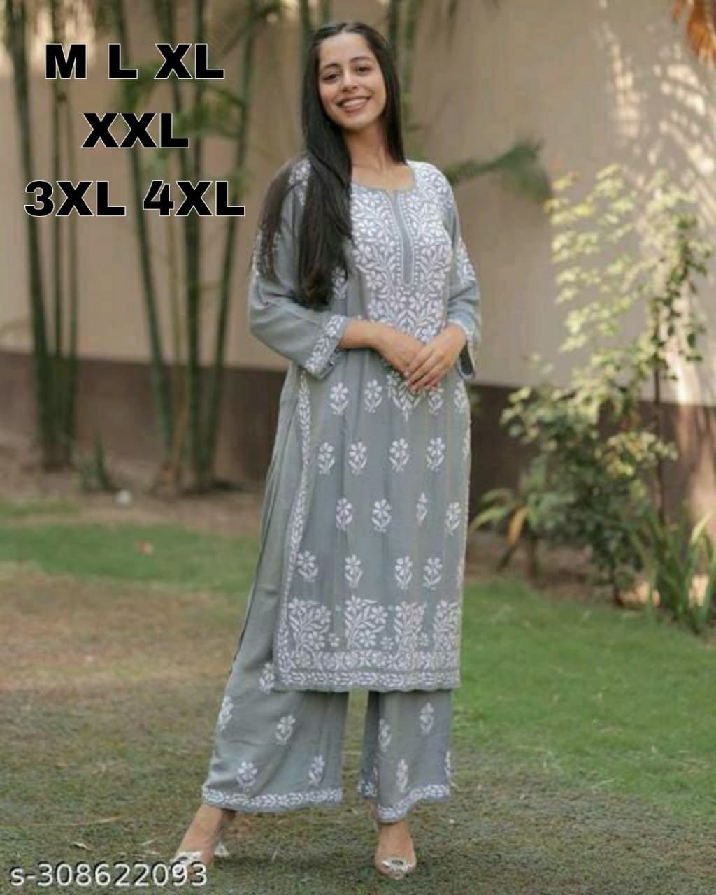NEW TREDITIONALCHIKANKARI KURATIS FOR WOMEN PENT WITH DUPATTA SET 
