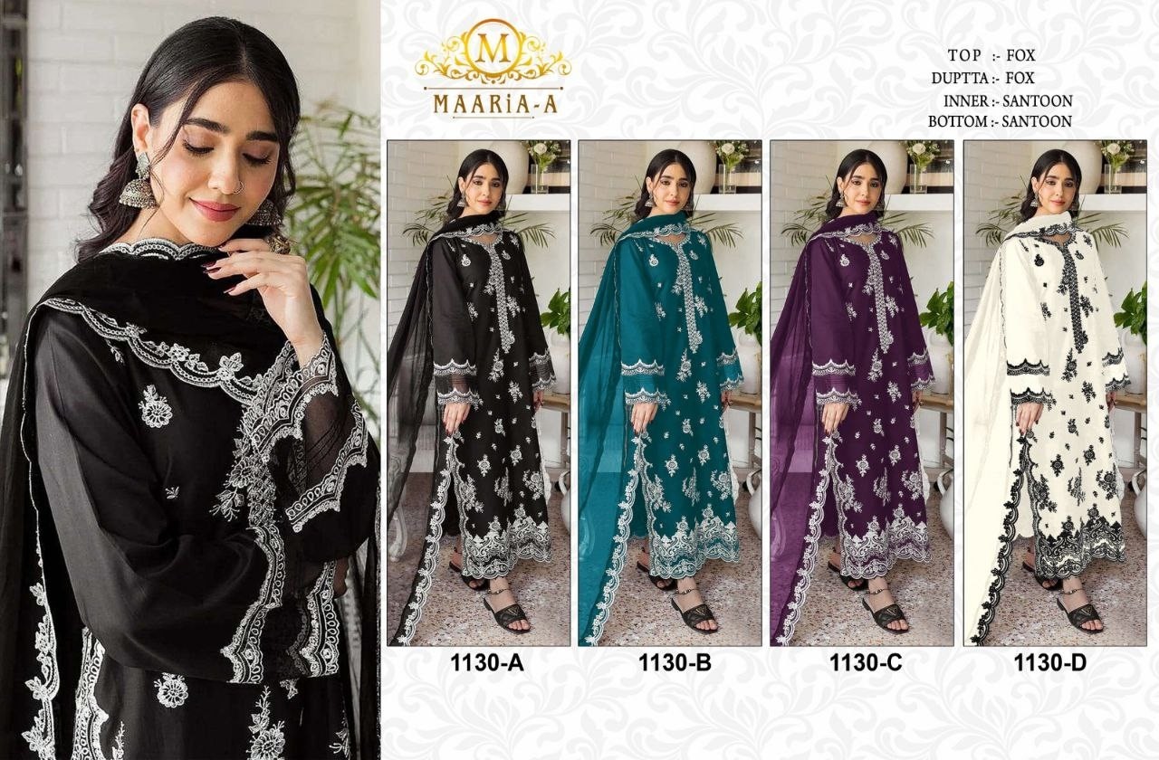 MAARIA-A 1130 PAKISTANI LEDIES PARTY WEAR SUIT WITH HEAVY EMBROIDERY WORK