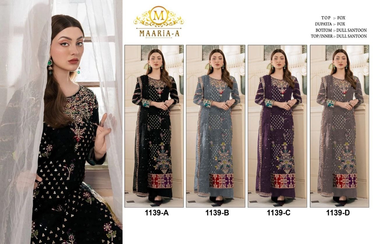MAARIA-A 1139 PAKISTANI LEDIES DESIGNER SUIT WITH HEAVY EMBROIDERY WORK
