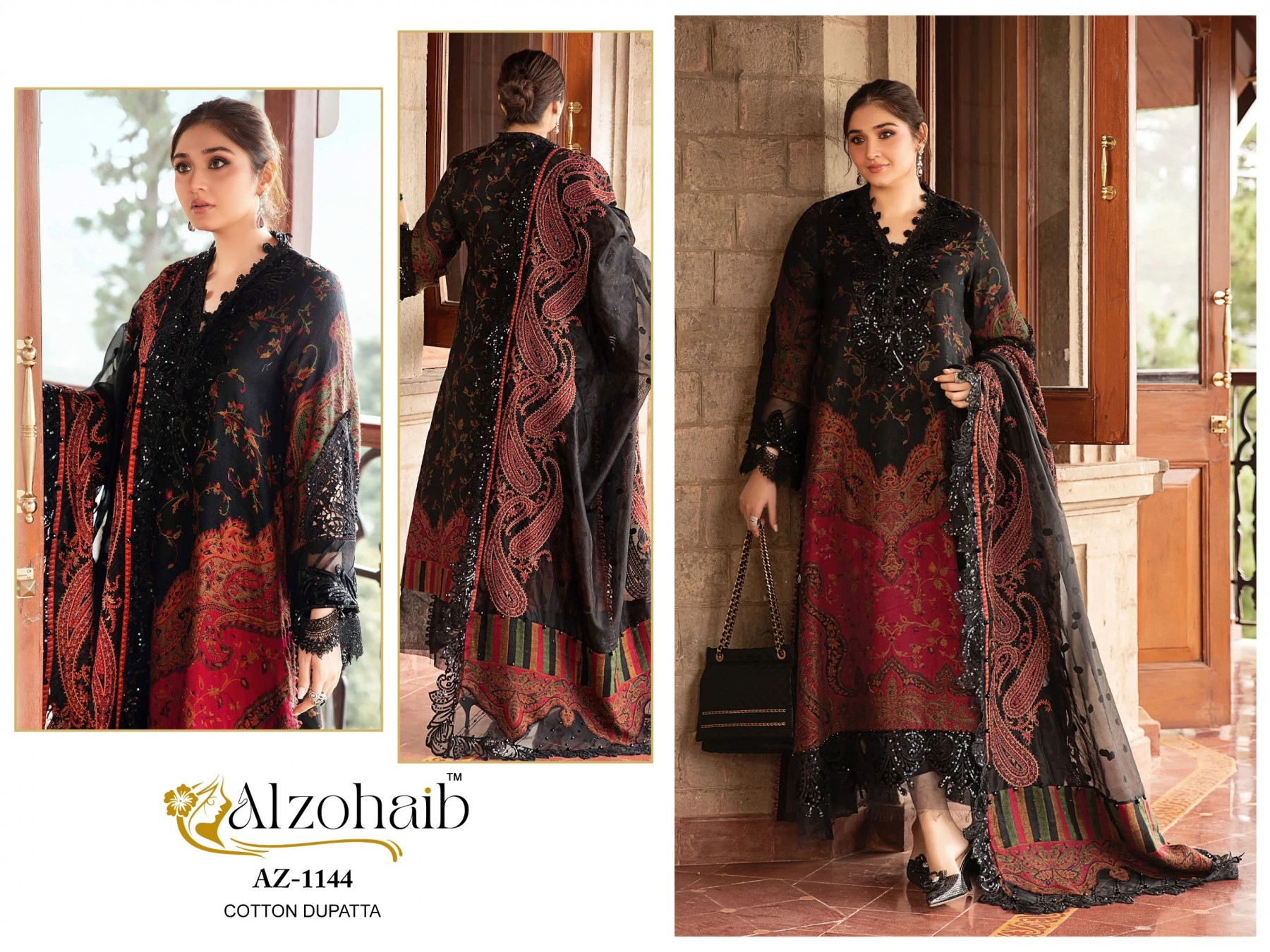ALZOHAIB AZ-1144 PAKISTANI COTTON PRINT SUIT 