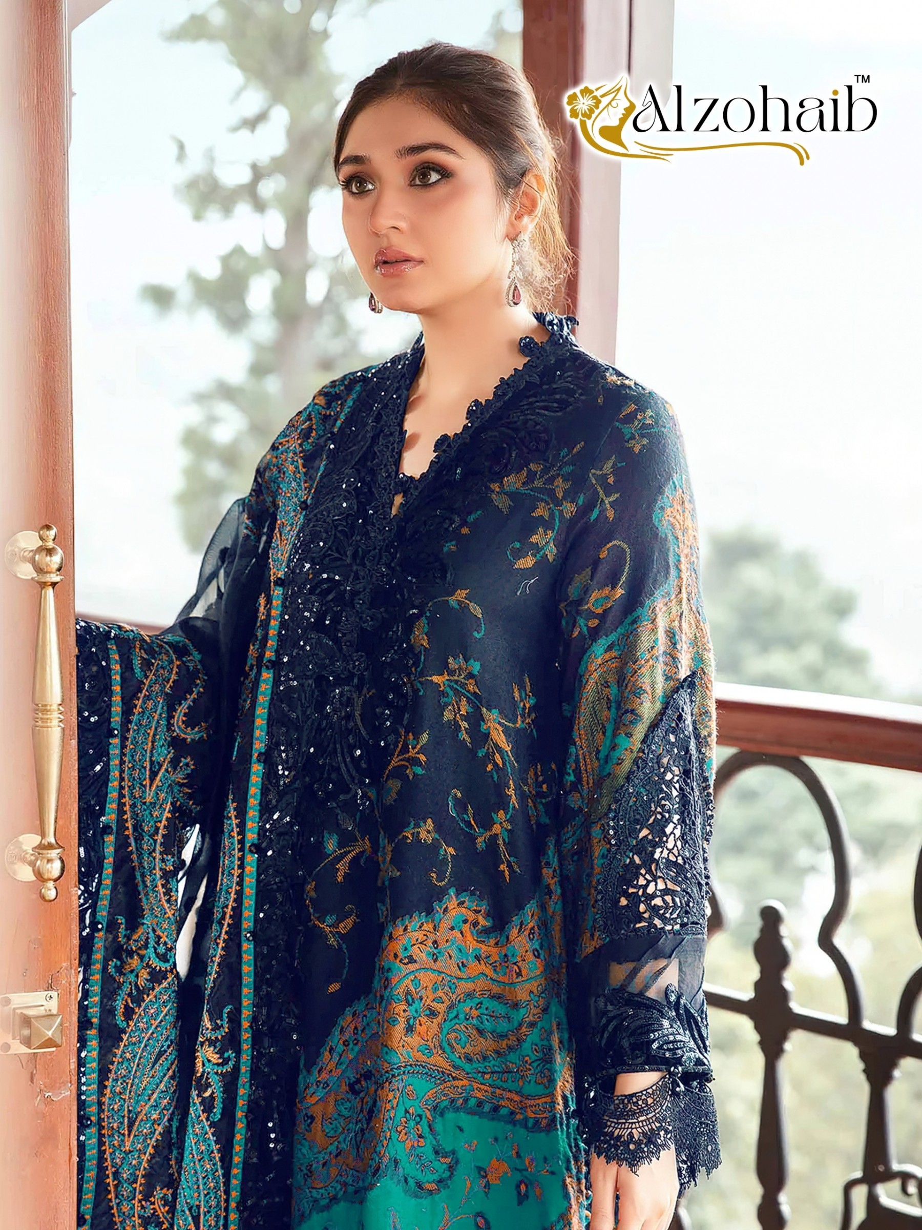 ALZOHAIB AZ-1144 PAKISTANI COTTON PRINT SUIT 