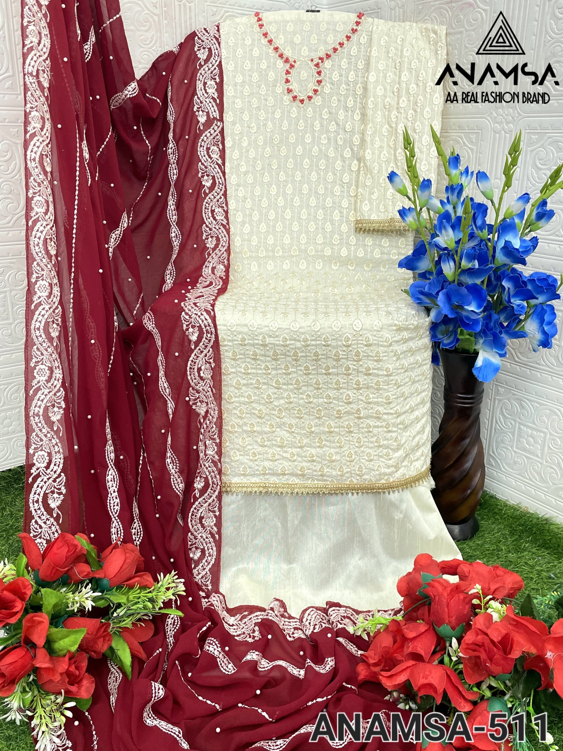 ANAMSA 511 GEORGTTE PAKISTANI DESIGNER SALWAR SUIT