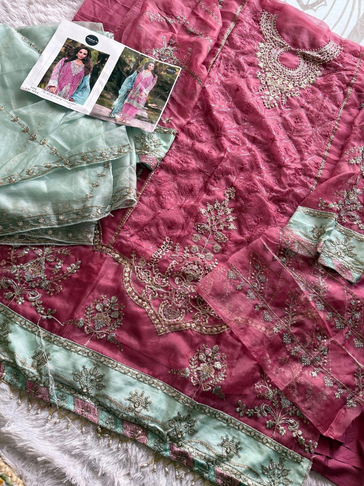 MEEHBOOB TEX 1472 PAKISTANI ORGENZA SILK WITH EMBROIDERY SUIT