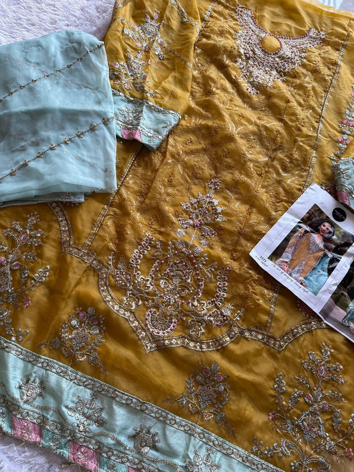 MEEHBOOB TEX 1472 PAKISTANI ORGENZA SILK WITH EMBROIDERY SUIT