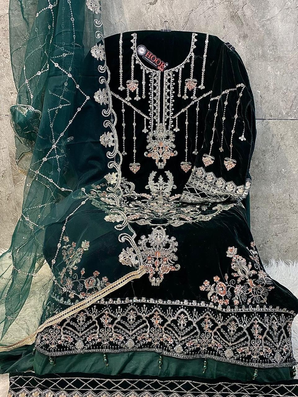 HOOR 354 PAKISTANI VELVET EMBROIDERY SALWAR SUIT