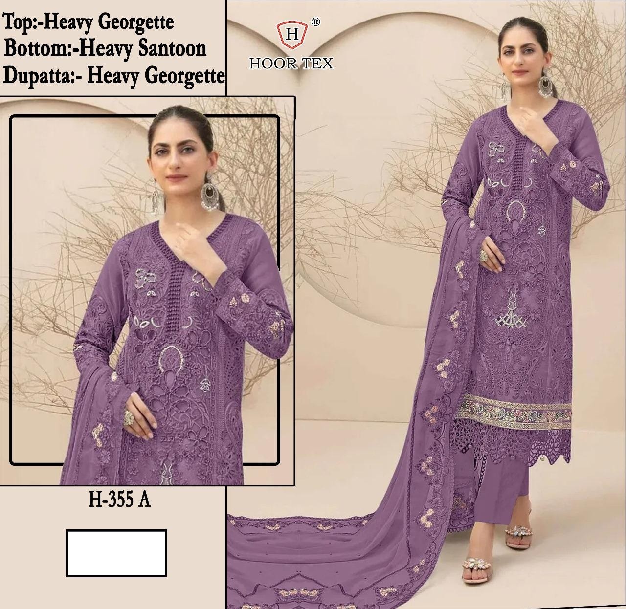 HOOR H-355 PAKISTANI GEORGTTE SEMI SALWAR SUIT