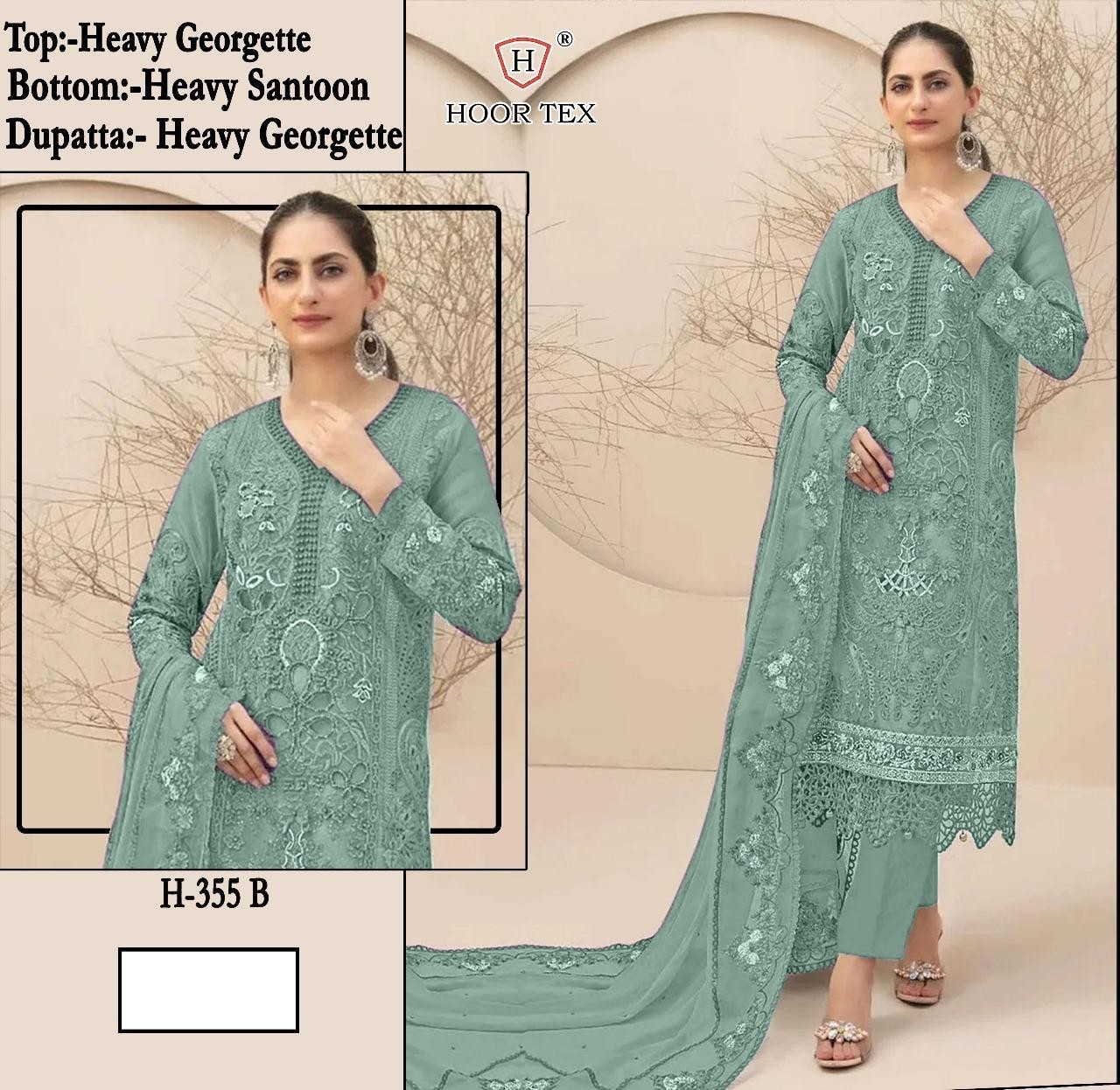 HOOR H-355 PAKISTANI GEORGTTE SEMI SALWAR SUIT