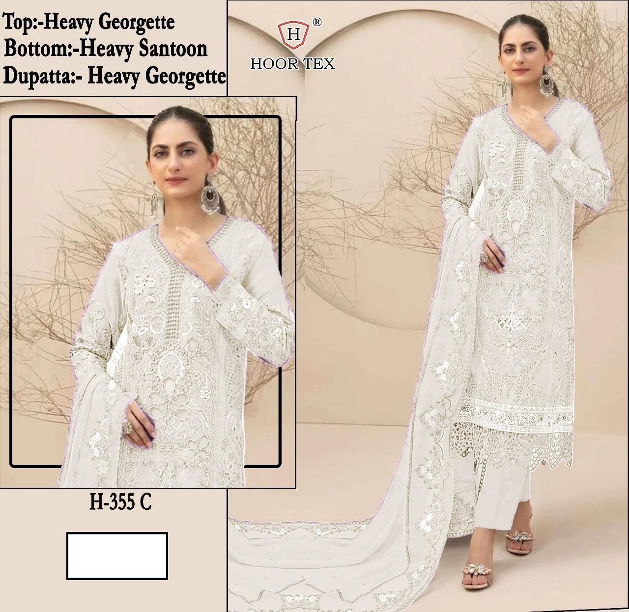 HOOR H-355 PAKISTANI GEORGTTE SEMI SALWAR SUIT