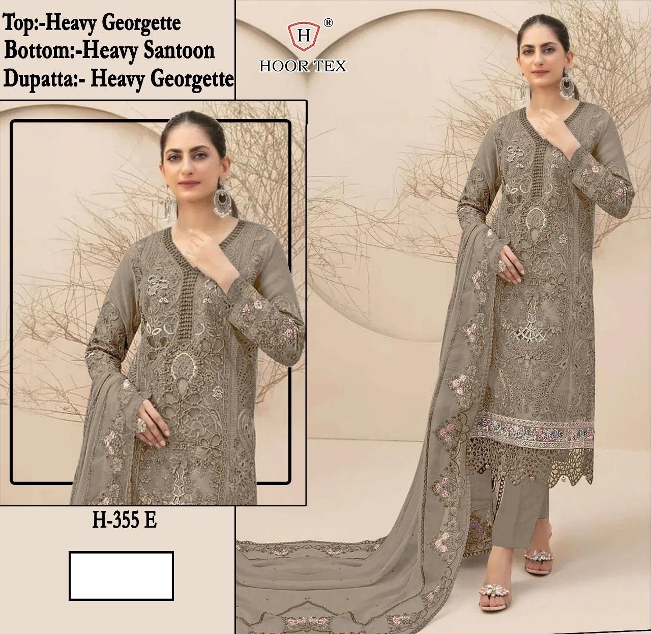 HOOR H-355 PAKISTANI GEORGTTE SEMI SALWAR SUIT