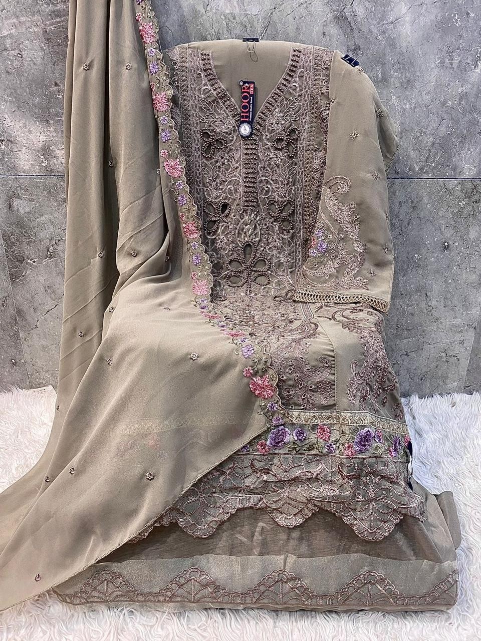 HOOR H-355 PAKISTANI GEORGTTE SEMI SALWAR SUIT