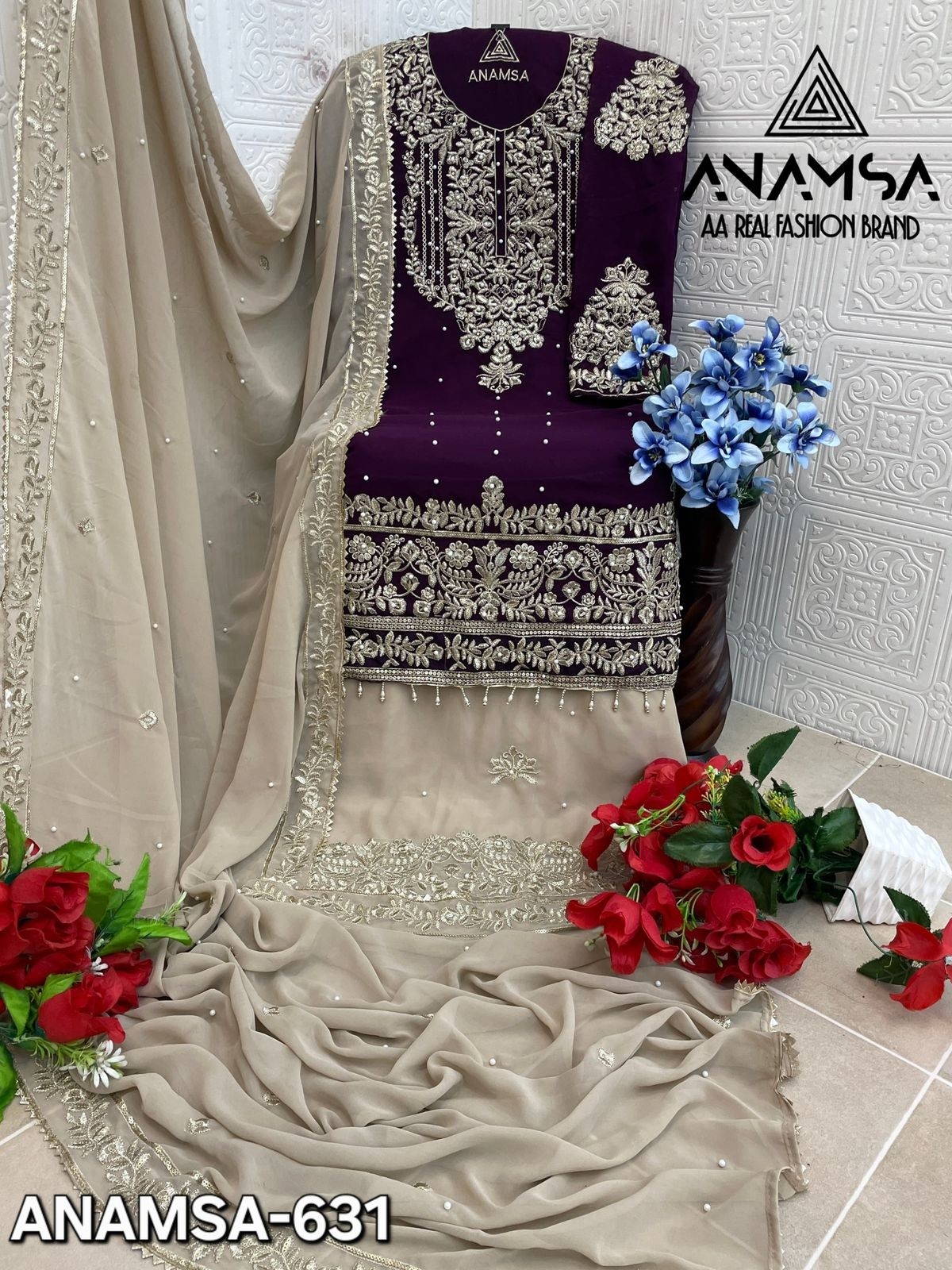 ANAMSA 631 PAKISTANI FESTIVAL SHARARA SUIT