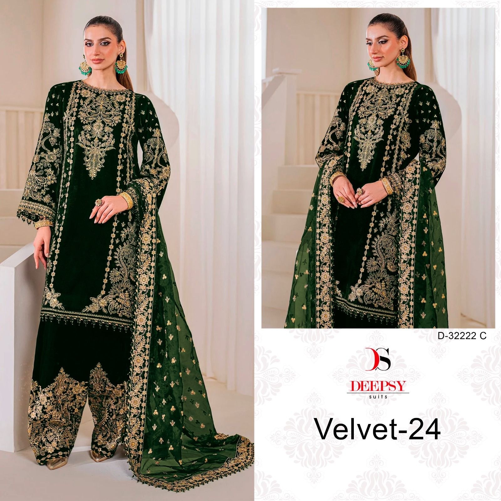  DEEPSY SUITS 32222 PAKISTANI VELVET EMBROIDERY SUIT