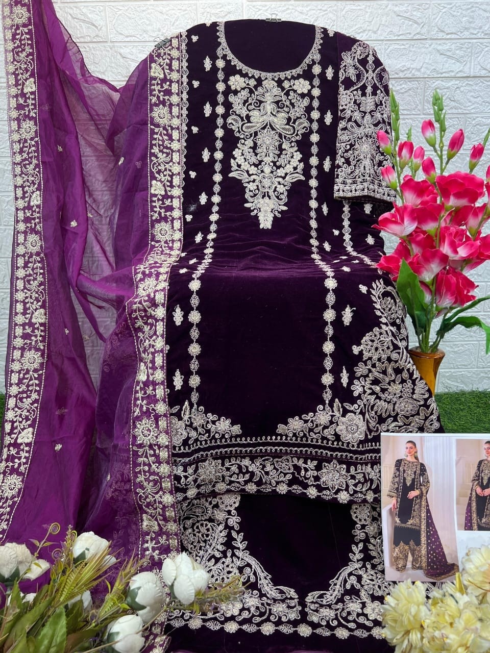  DEEPSY SUITS 32222 PAKISTANI VELVET EMBROIDERY SUIT