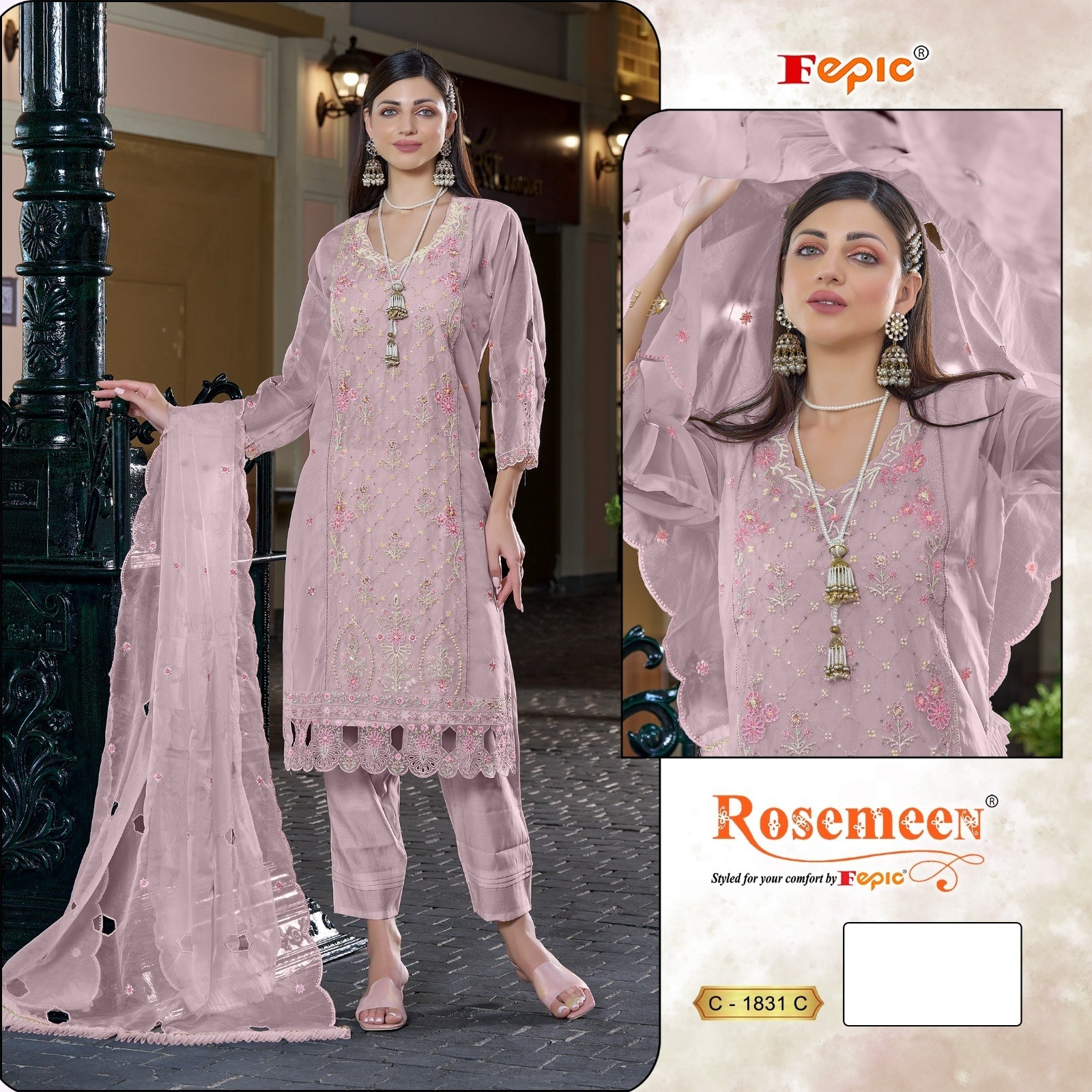  FEPIC ROSEMEEN 1831 BEUTIFUL PAKISTANI PARTY WEAR COLLETION SUIT