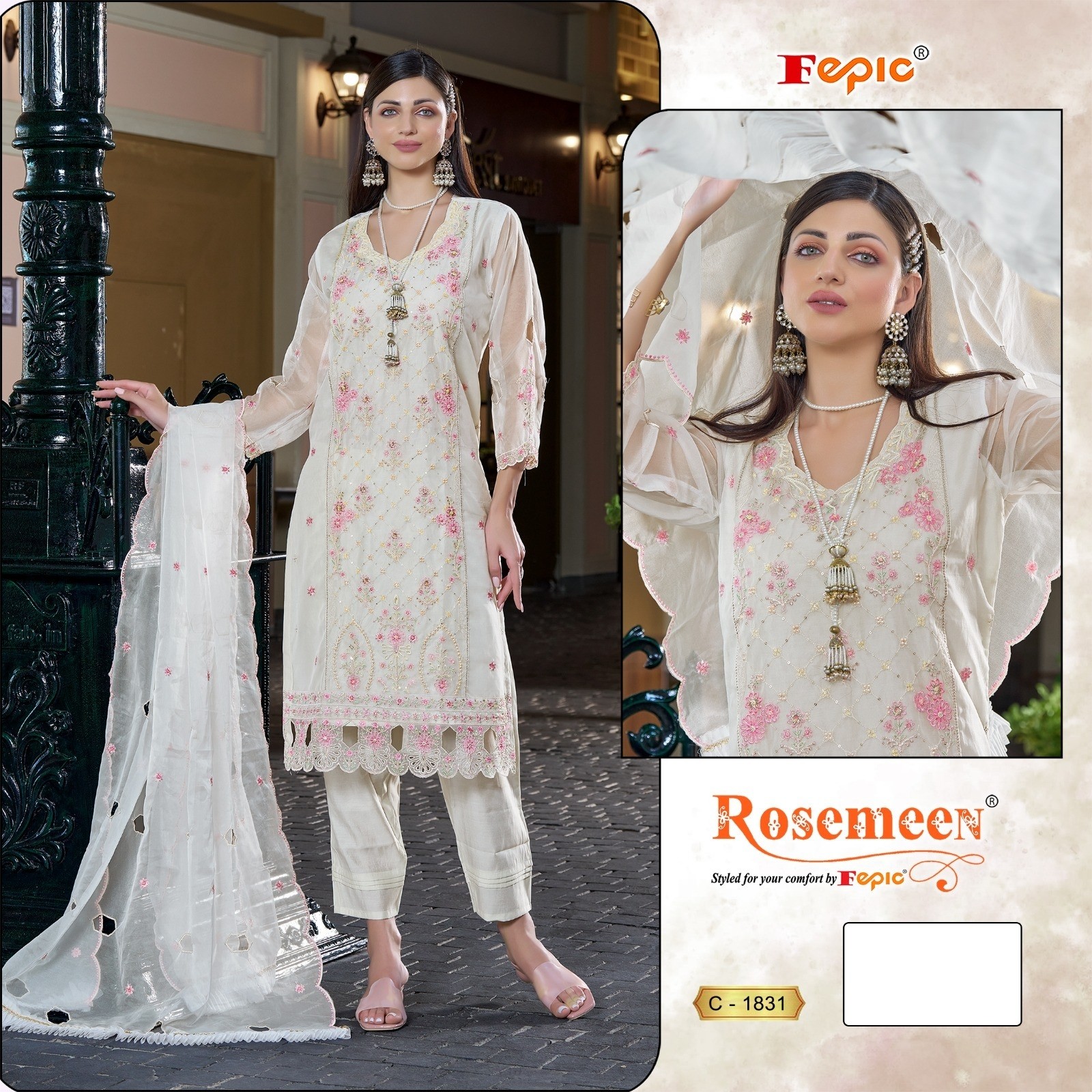  FEPIC ROSEMEEN 1831 BEUTIFUL PAKISTANI PARTY WEAR COLLETION SUIT