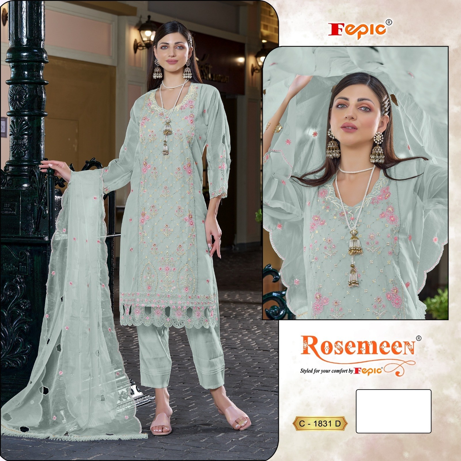  FEPIC ROSEMEEN 1831 BEUTIFUL PAKISTANI PARTY WEAR COLLETION SUIT