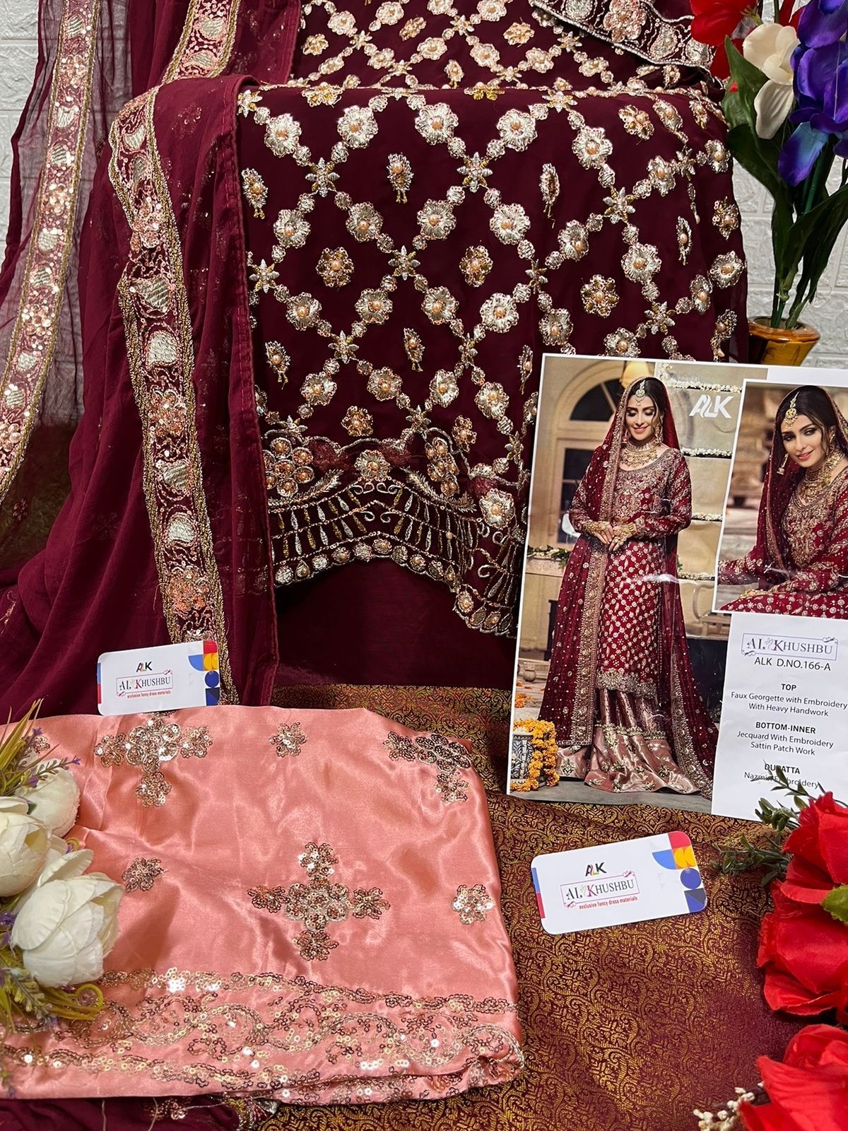 AL_KHUSHBU166 RED COLOUR PAKISTANI SHARARA SUIT