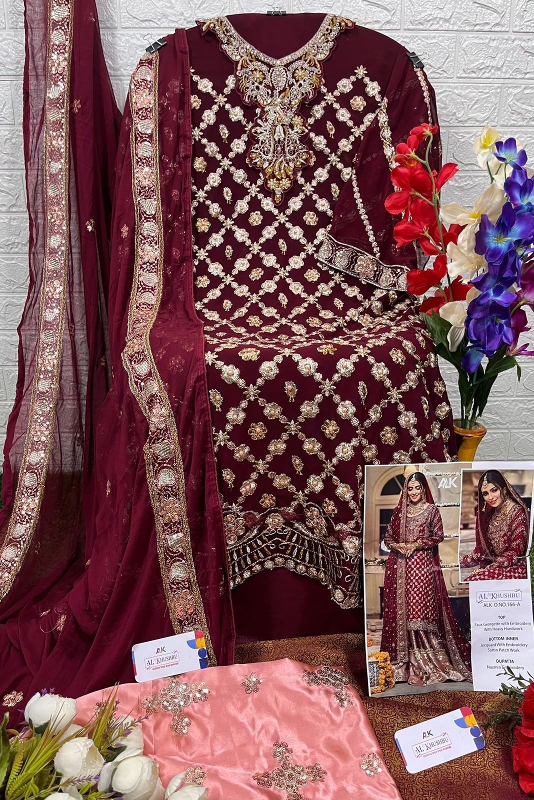 AL_KHUSHBU166 RED COLOUR PAKISTANI SHARARA SUIT