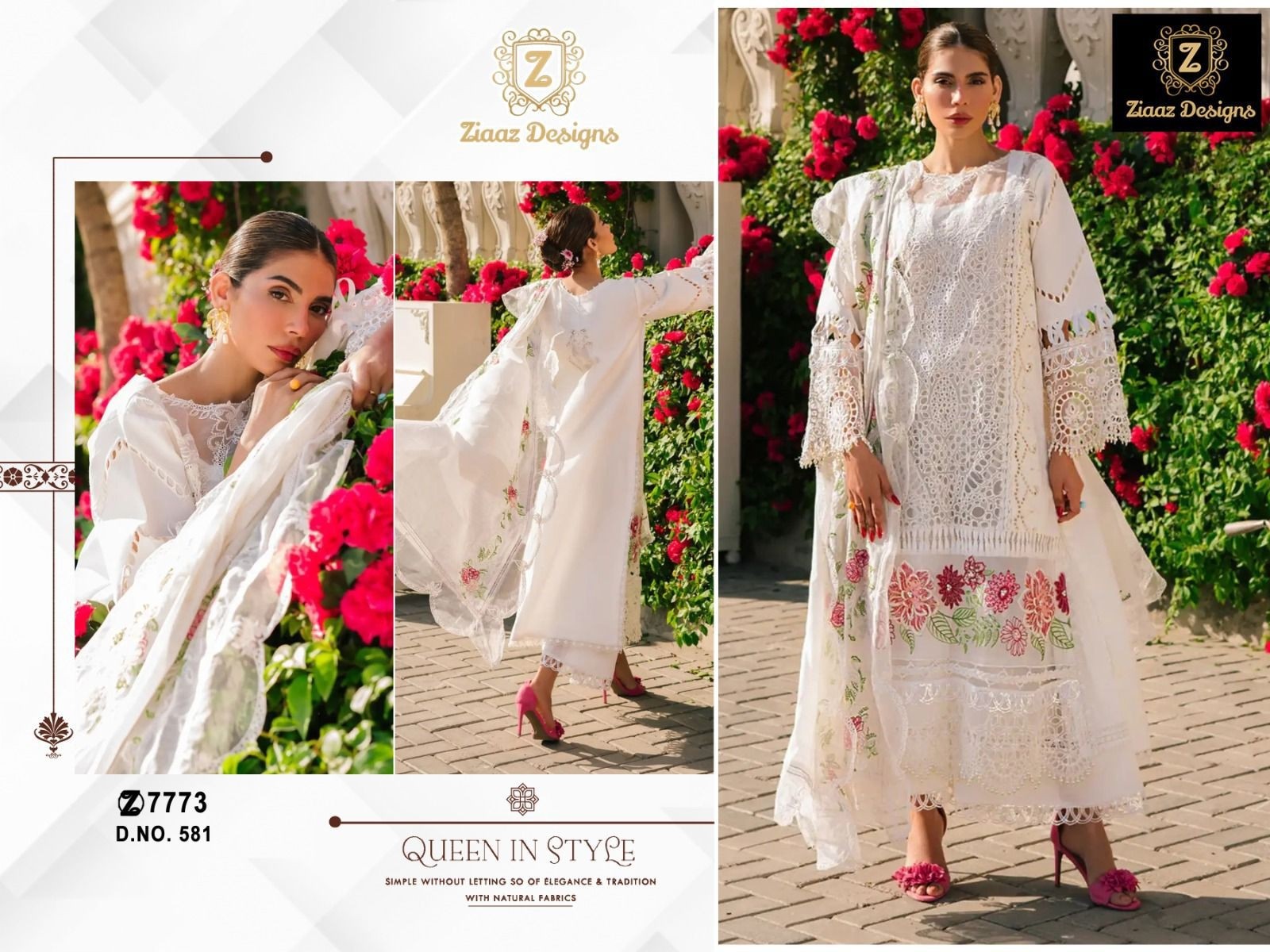 Ziaaz Designs -566 and 581 semi stitched Pakistani designer salwar suit