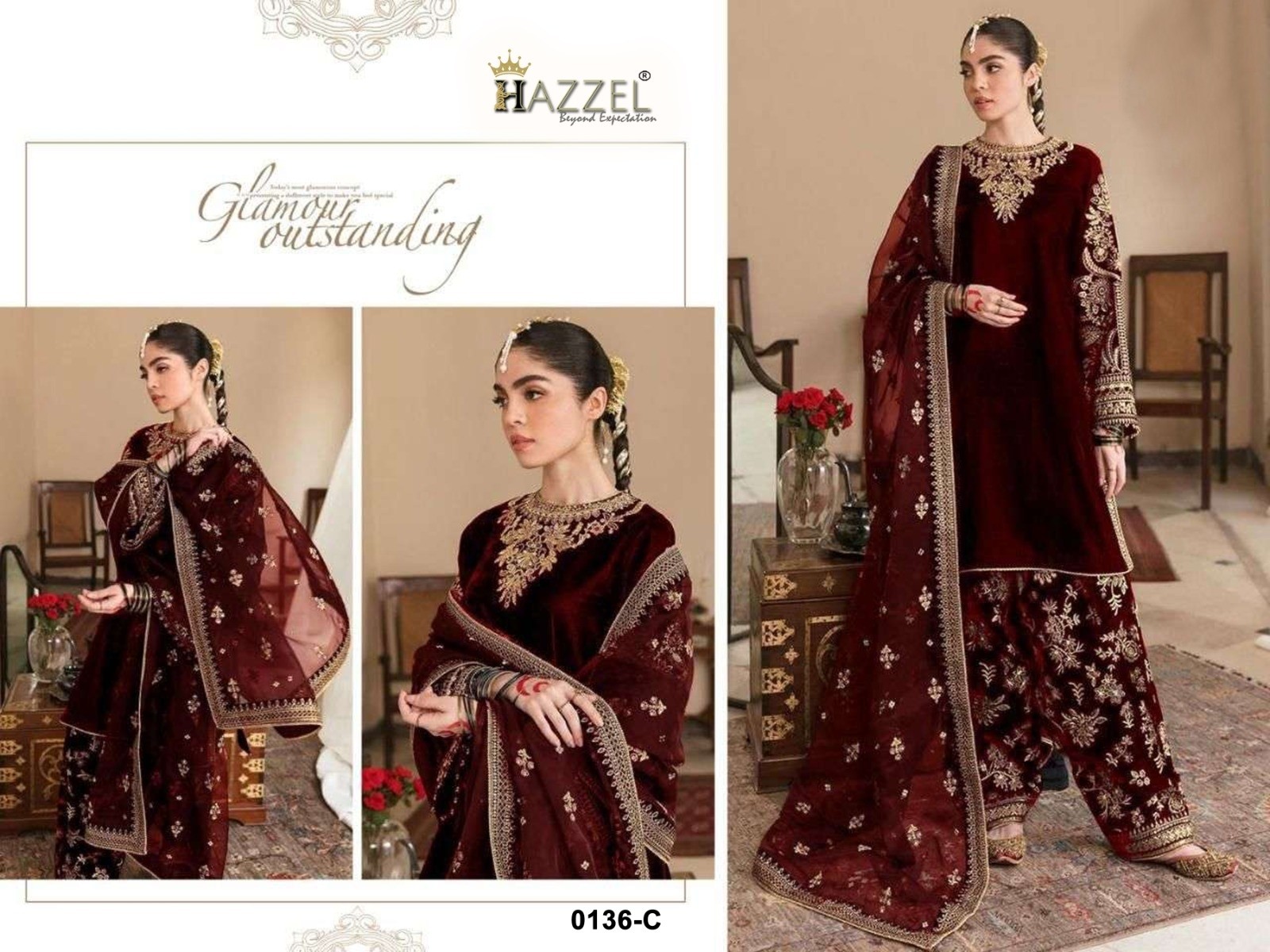 HEZZAL 0136 PAKISTANI FENCY VELVET SALWAR SUIT