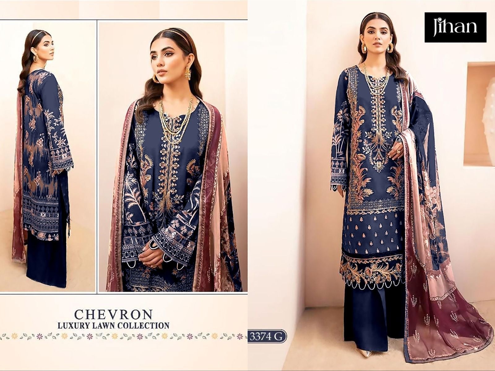 JIHAN-3374 CHEVRON LUXURY LAWN COLLECTION BY JIHAN