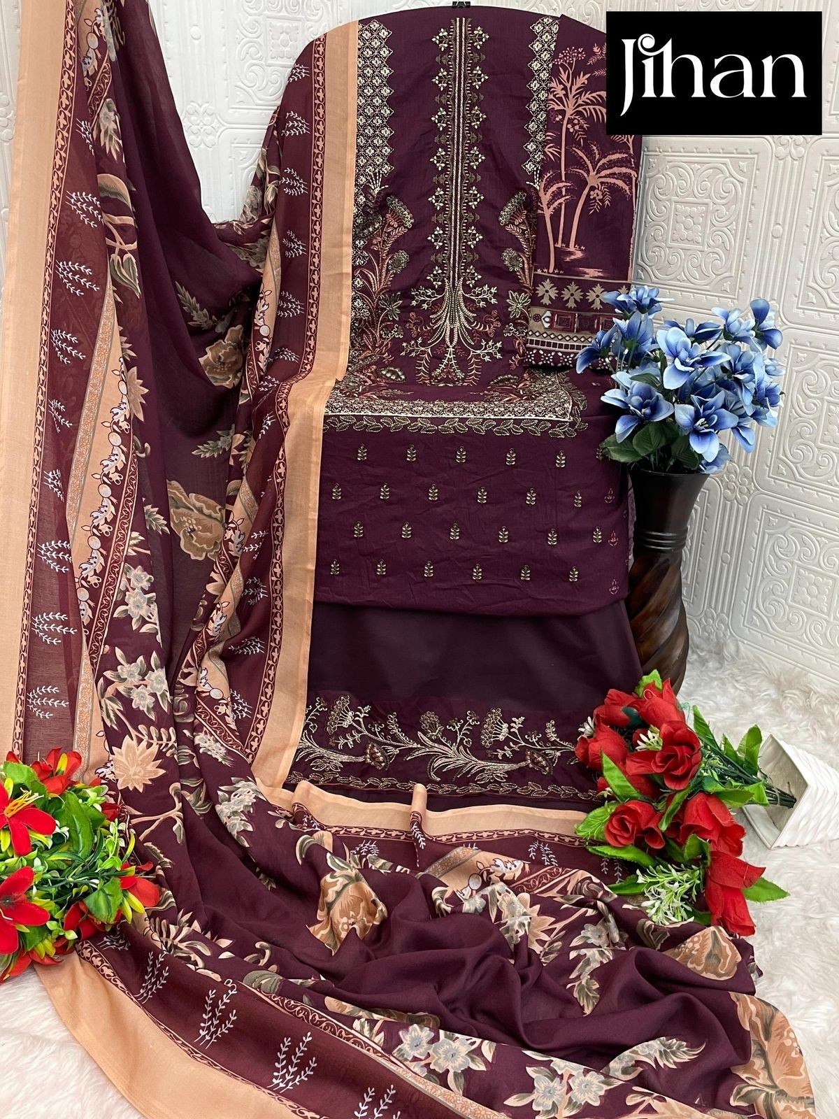 JIHAN-3374 CHEVRON LUXURY LAWN COLLECTION BY JIHAN