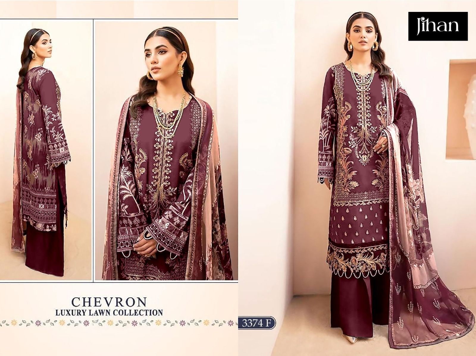 JIHAN-3374 CHEVRON LUXURY LAWN COLLECTION BY JIHAN