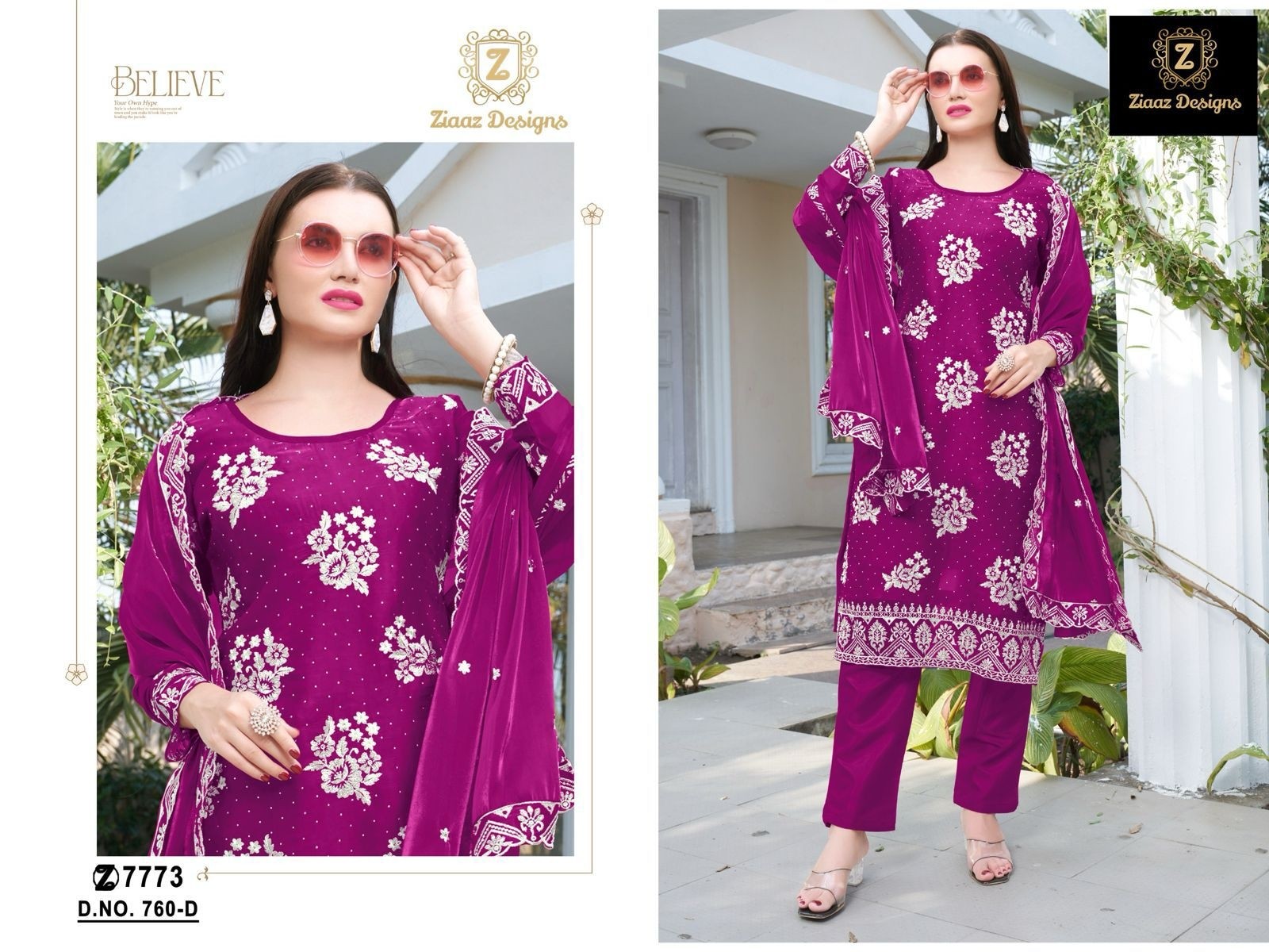 ZIAAZ DESIGNES 760 PAKISTANI JIMMY CHOO FABRIC SALWAR KAMEEZ 