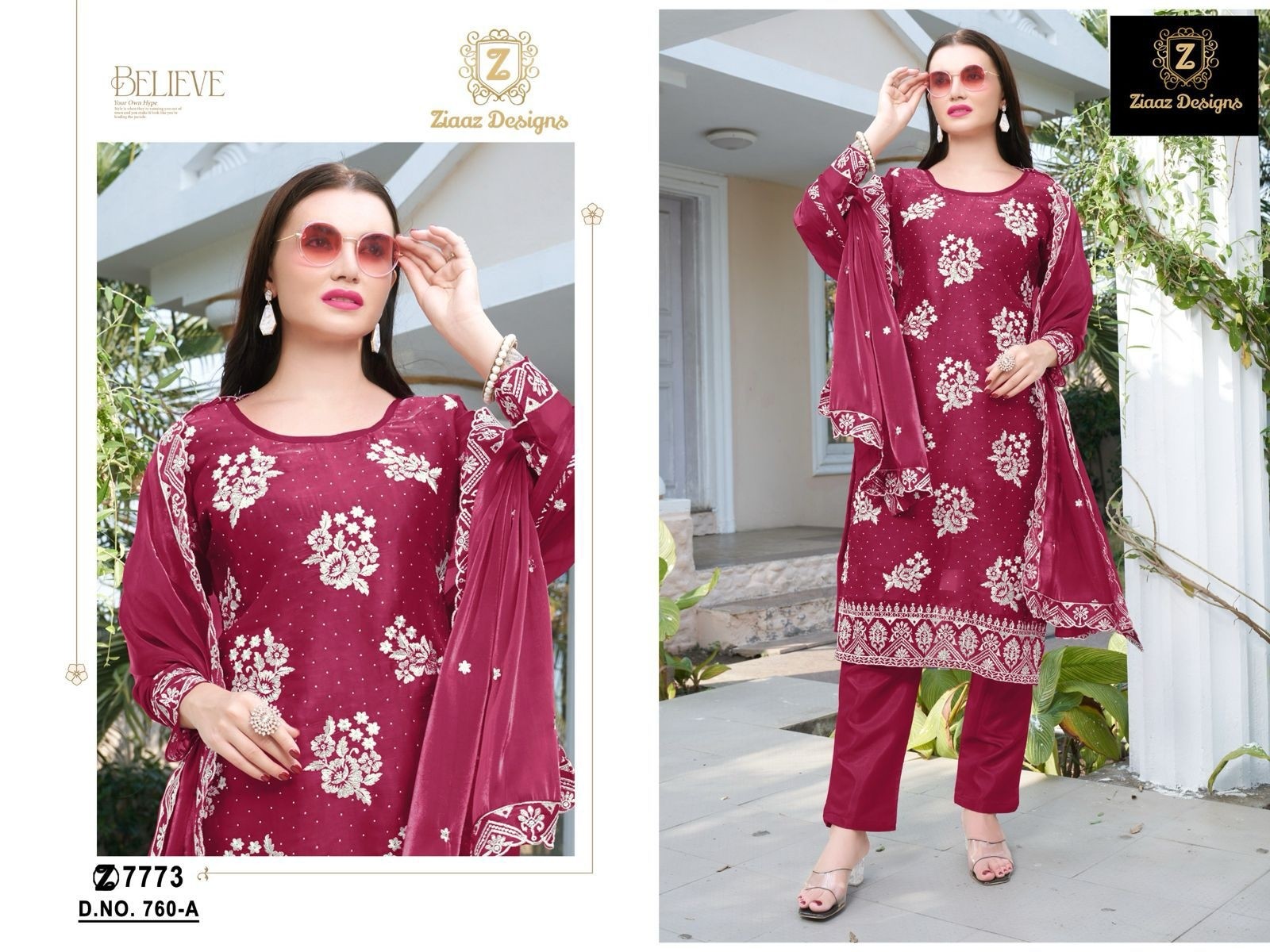 ZIAAZ DESIGNES 760 PAKISTANI JIMMY CHOO FABRIC SALWAR KAMEEZ 