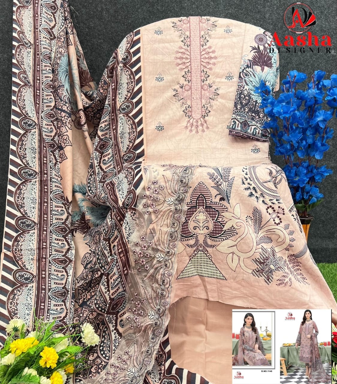 AASHA DESIGNER A S D:-1145 PAKISTANI COTTON PRINT SUIT