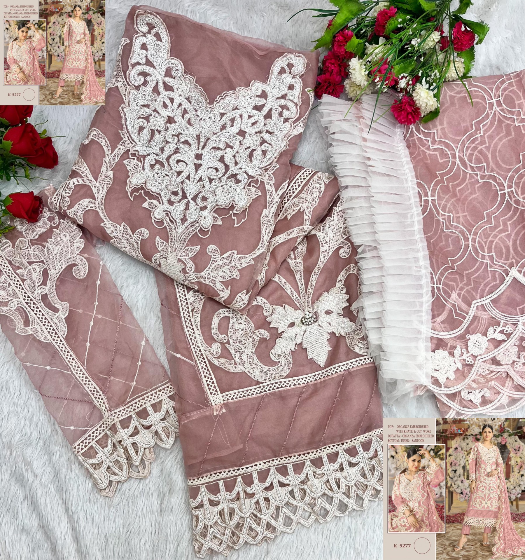 SHREE FAB K-5277 PAKISTANI HEAVY ORAGENZA SILK SALWAR SUIT