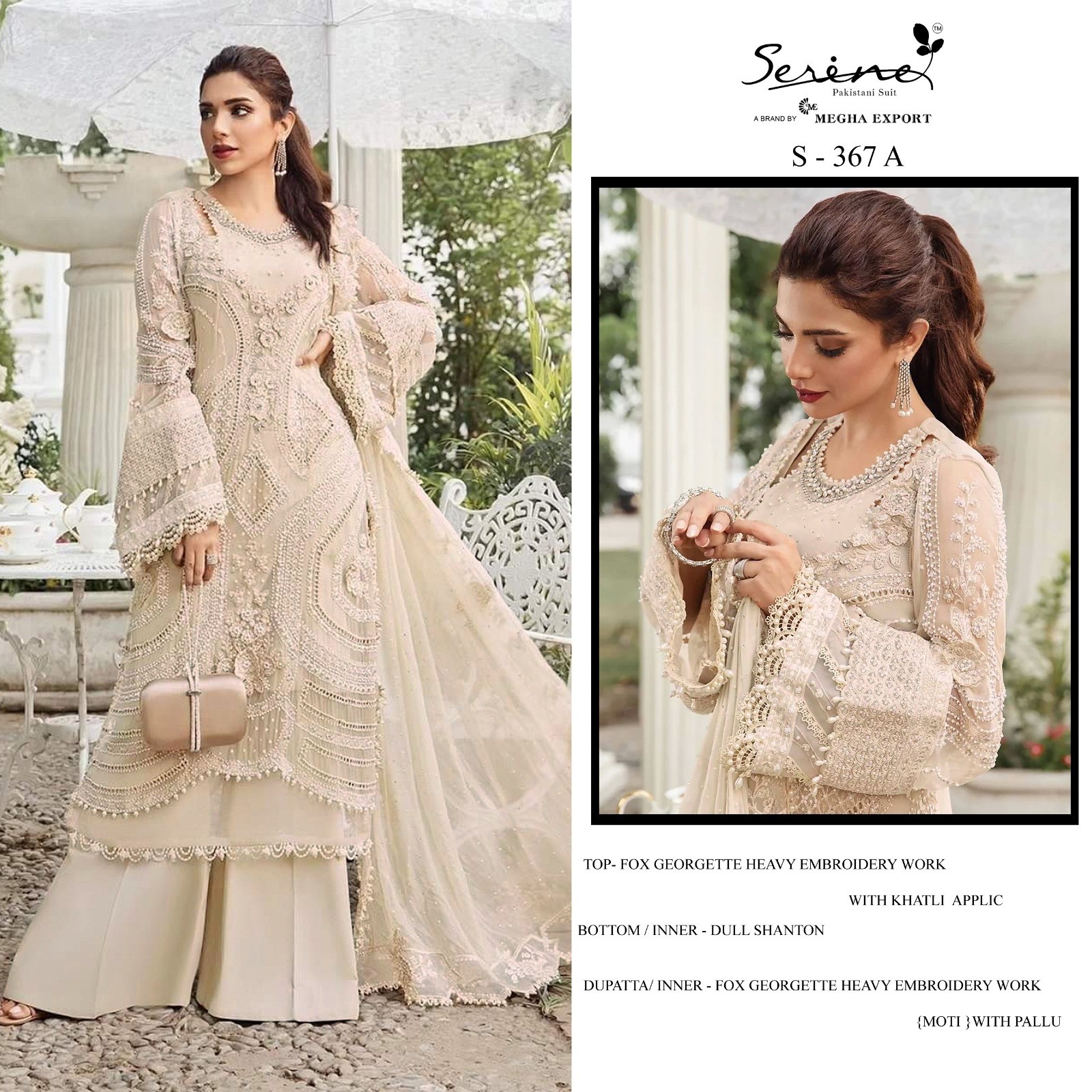 SERINE  S-367 PAKISTANI FOX GEORGETTE HEAVY EMBROIDERED WORK