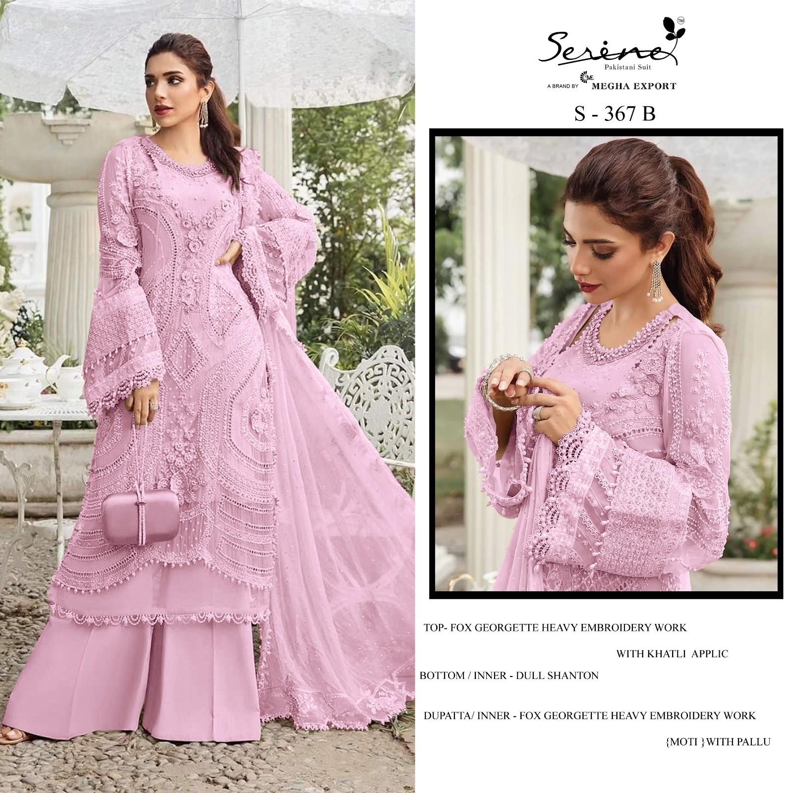 SERINE  S-367 PAKISTANI FOX GEORGETTE HEAVY EMBROIDERED WORK