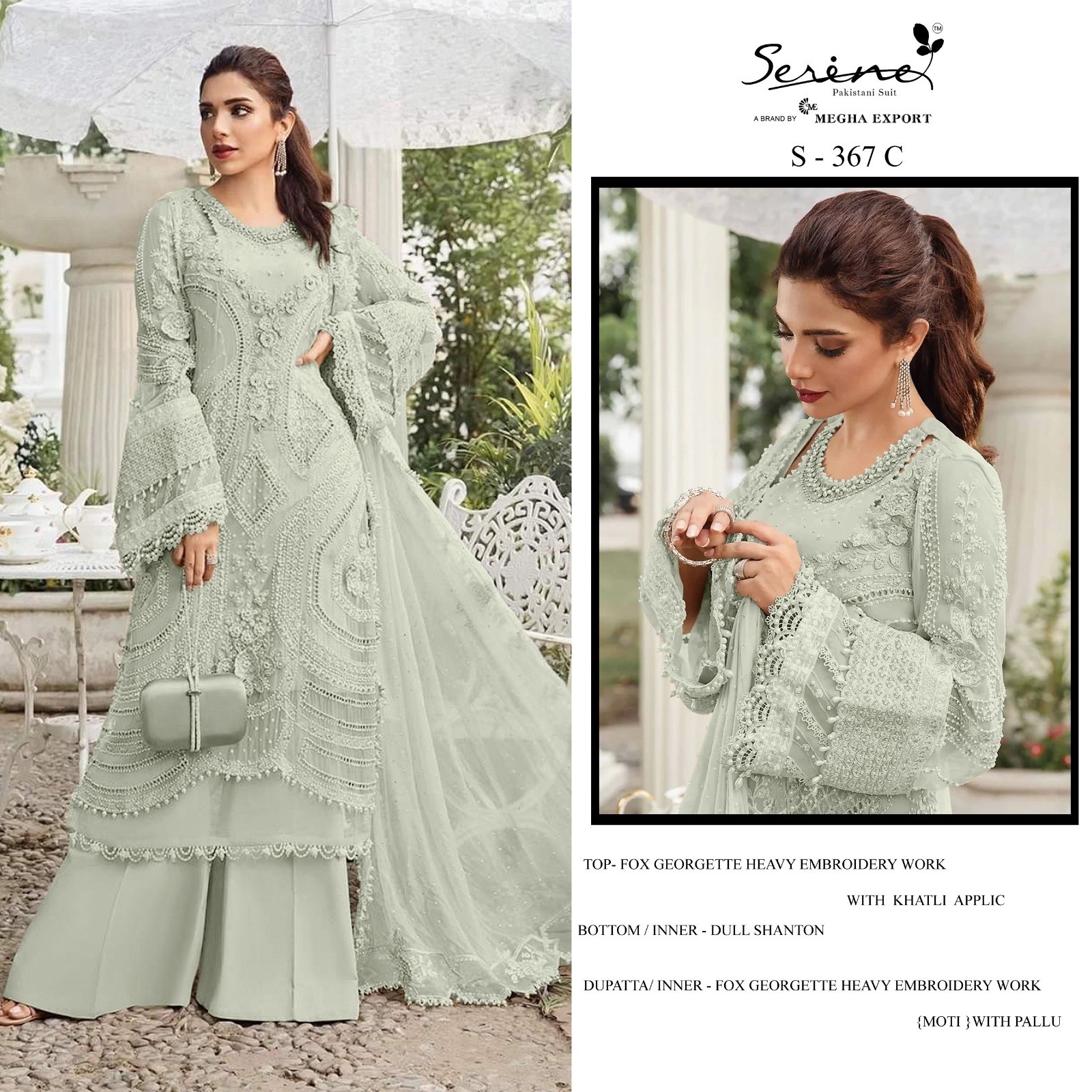 SERINE  S-367 PAKISTANI FOX GEORGETTE HEAVY EMBROIDERED WORK