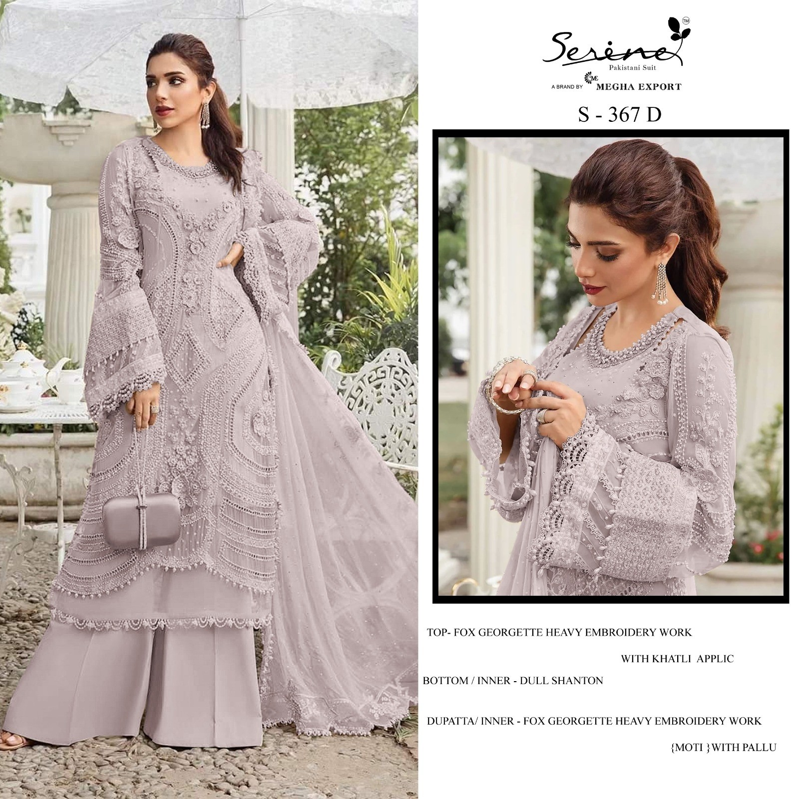 SERINE  S-367 PAKISTANI FOX GEORGETTE HEAVY EMBROIDERED WORK