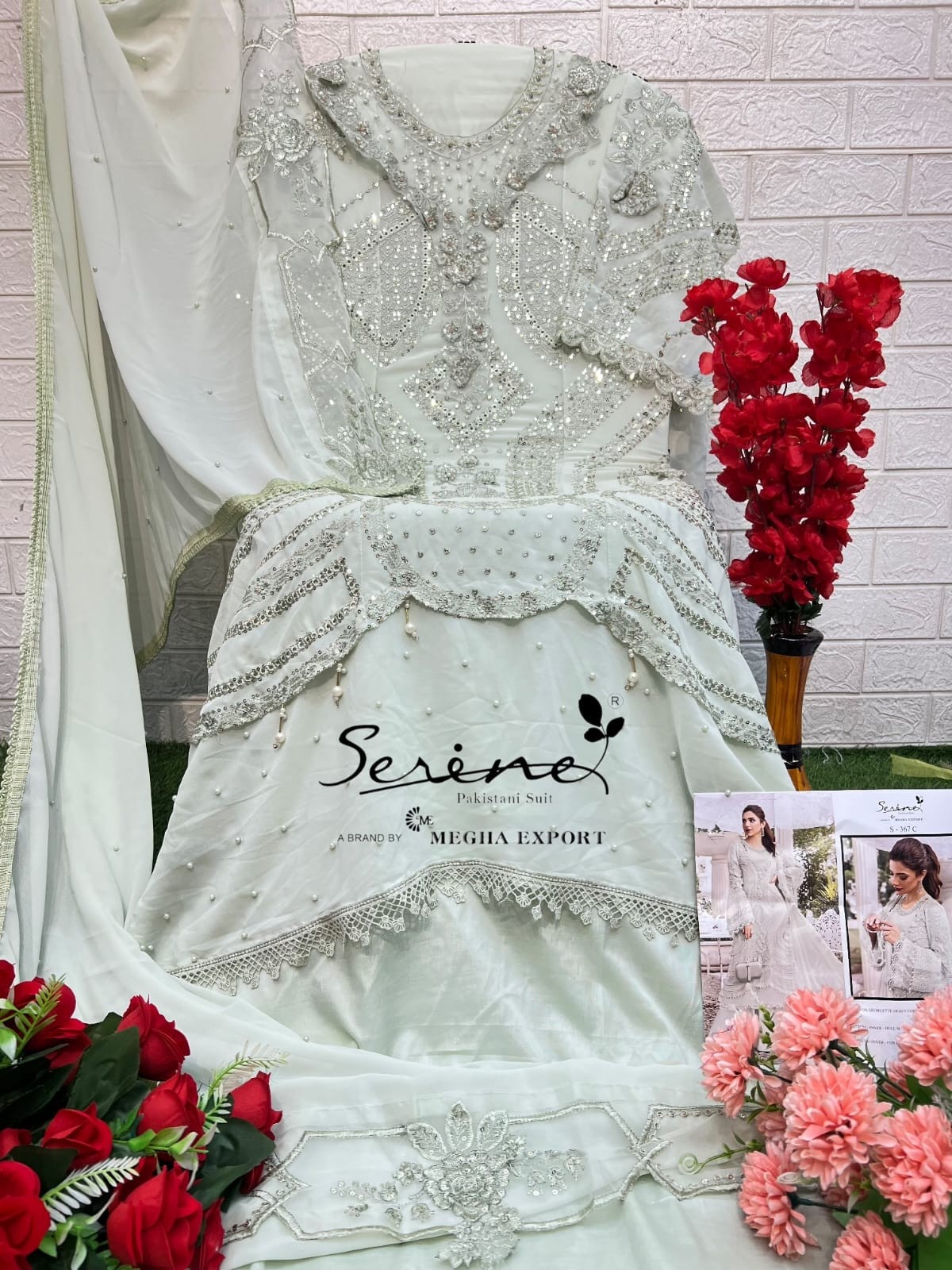 SERINE  S-367 PAKISTANI FOX GEORGETTE HEAVY EMBROIDERED WORK