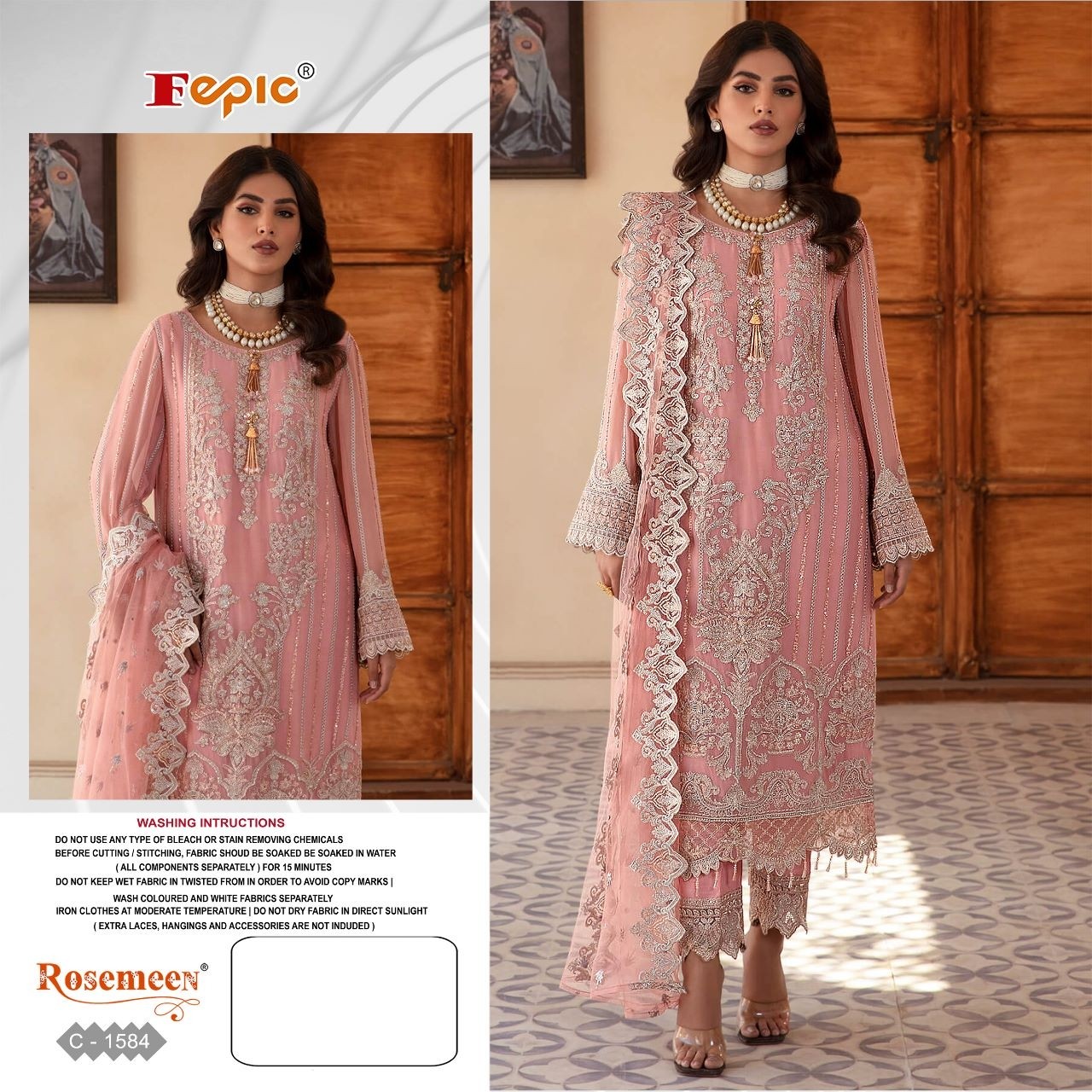 FEPIC ROSEMEEN 1584 PAKISTANI GEORGETTE EMBROIDERED WITH HEAVY HANDWORK