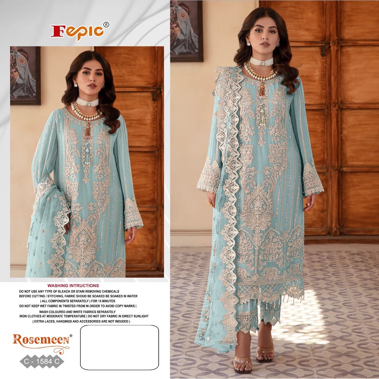 FEPIC ROSEMEEN 1584 PAKISTANI GEORGETTE EMBROIDERED WITH HEAVY HANDWORK