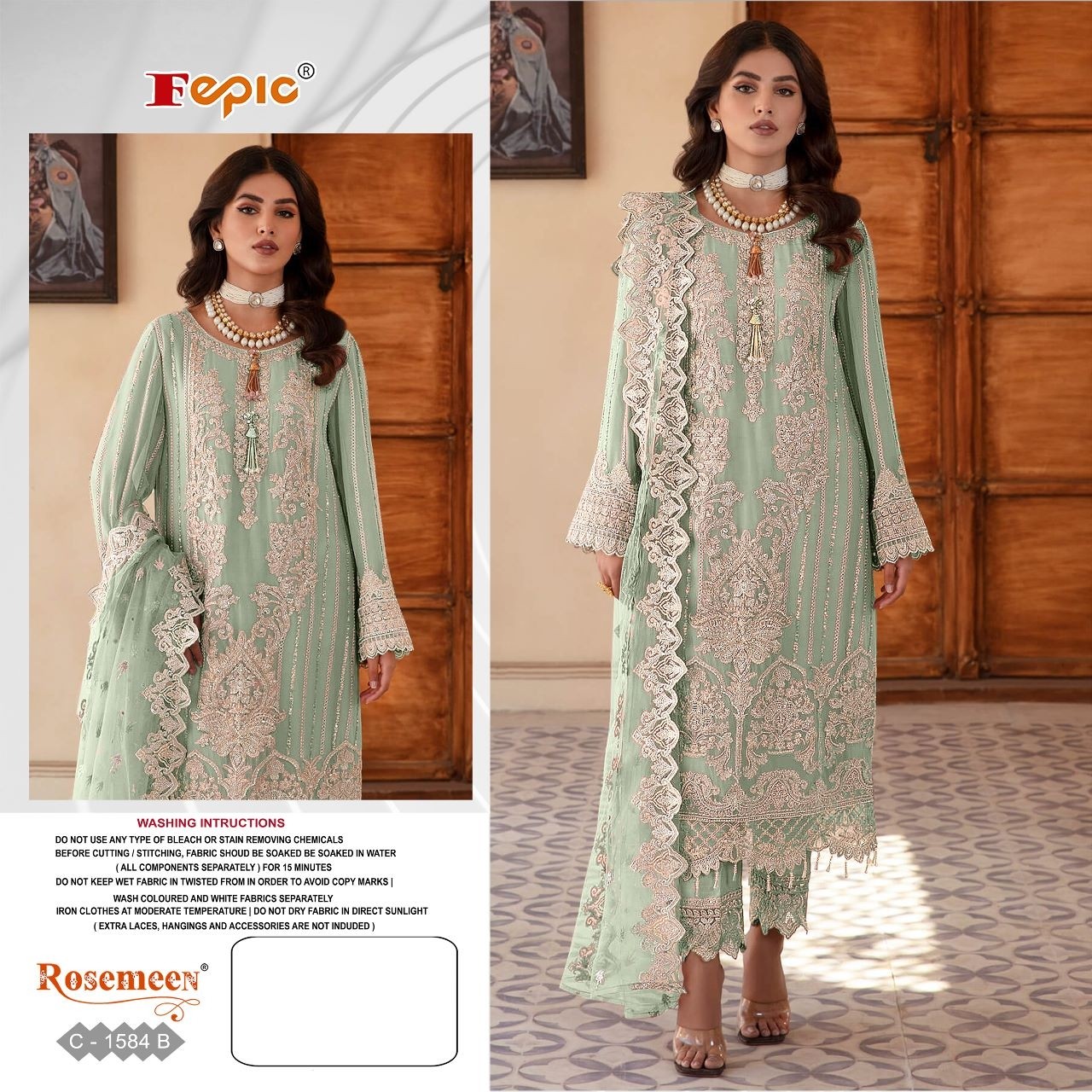 FEPIC ROSEMEEN 1584 PAKISTANI GEORGETTE EMBROIDERED WITH HEAVY HANDWORK